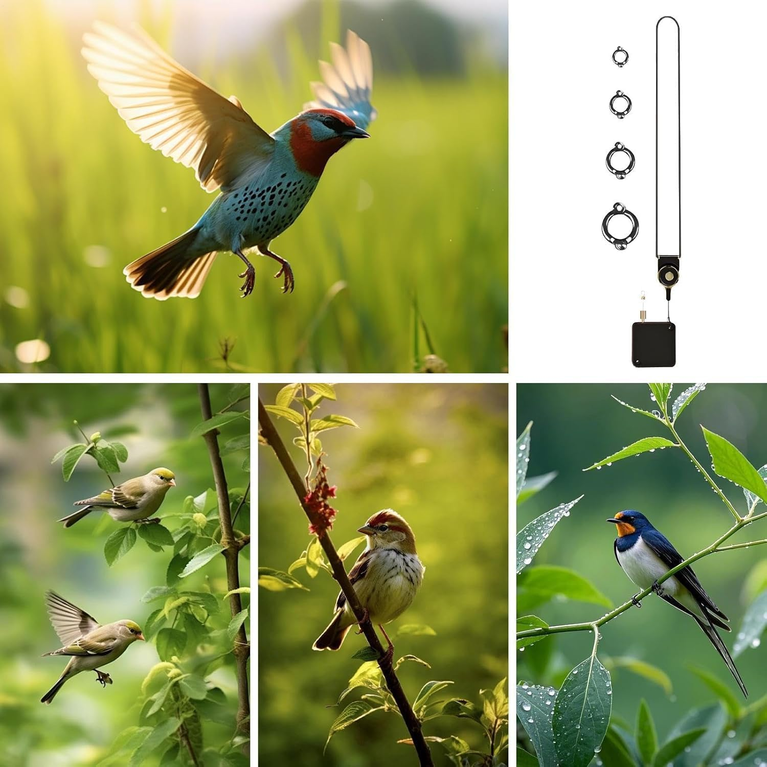 Liahelianx Parrot Foot Rope - Metal Auto-Retractable Parrot Leg Chain for Flying Training | Chewable Bird Ankle Accessories for Conures Lovebird Finches Cockatiels Macaws Parakeet image number 3