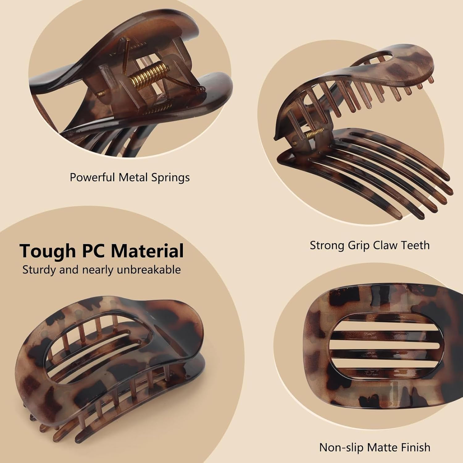 5 Pcs Flat Hair Clips French round Lay down Claw Clips for Women, Duckbill Design Strong Hold Clip, Flat Claw Barrettes for Thick/Thin Hair, Comfortable for Driving/Lying, Stylish Hair Accessories (5)