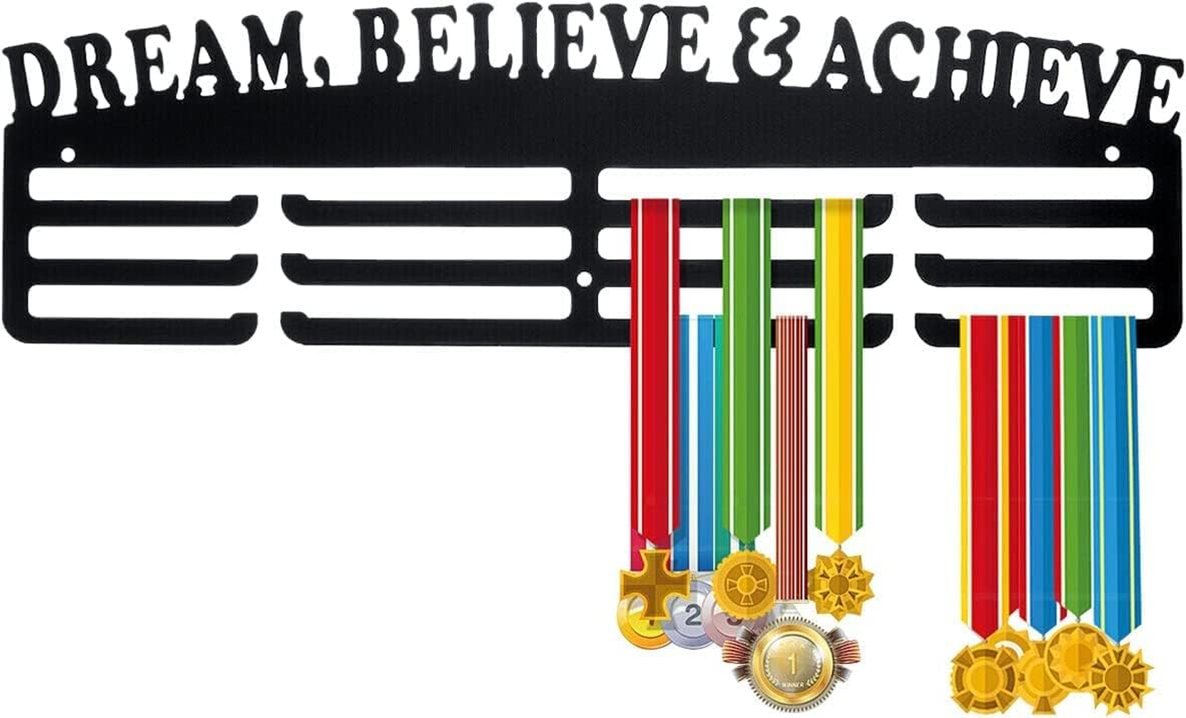 Medal Display Hanger, Wall Mounted Acrylic Medal Display Rack, Decorative Black Medal Holder with Inspirational Words Memorial Medal Hanger for Living Room Bedroom image number 5