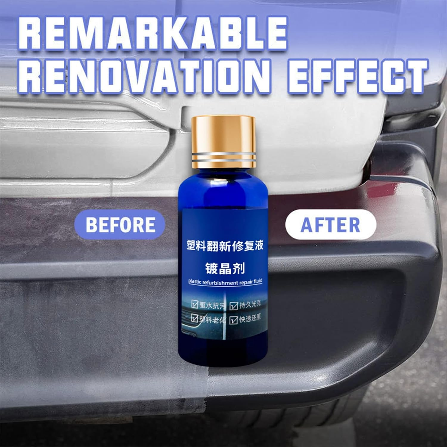 Trim Restorer Automotive | 30Ml Refurbish Agent,High-Gloss Long-Lasting Uv-Protected Stain Cleaner for RV Interior Detailing Dashboard Protection Trim Restoration