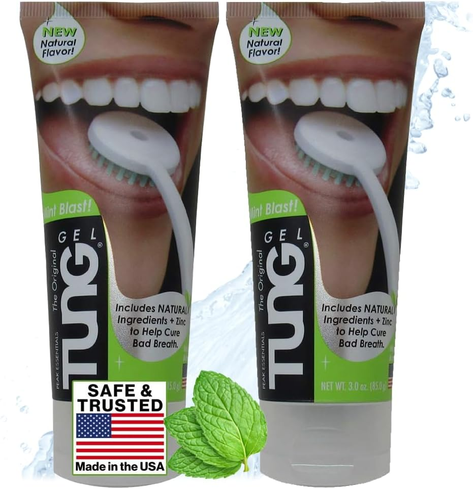 Peak Essentials | TUNG Natural Brush & Gel Kit | Tongue Cleaner for Adults | Tongue Scraper to Fight Bad Breath and Halitosis | Mouth Odor Eliminator | Fresh Mint | Made in America (Starter Pack) image number 1