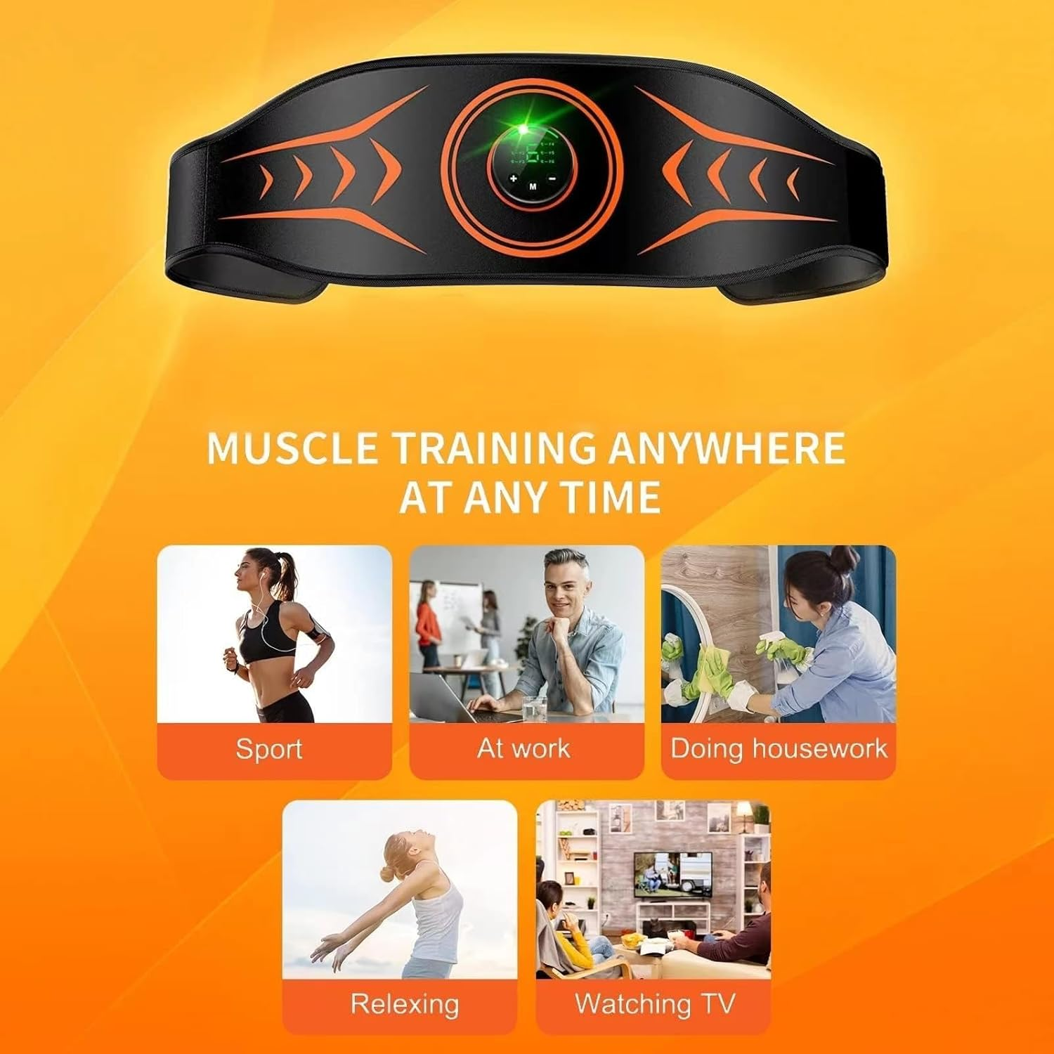 ABS Stimulator,Ab Machine,Ems Muscle Stimulator,Abdominal Toning Belt Workout Portable Muscle Toner Home Office Fitness Workout Equipment for Abdomen image number 2