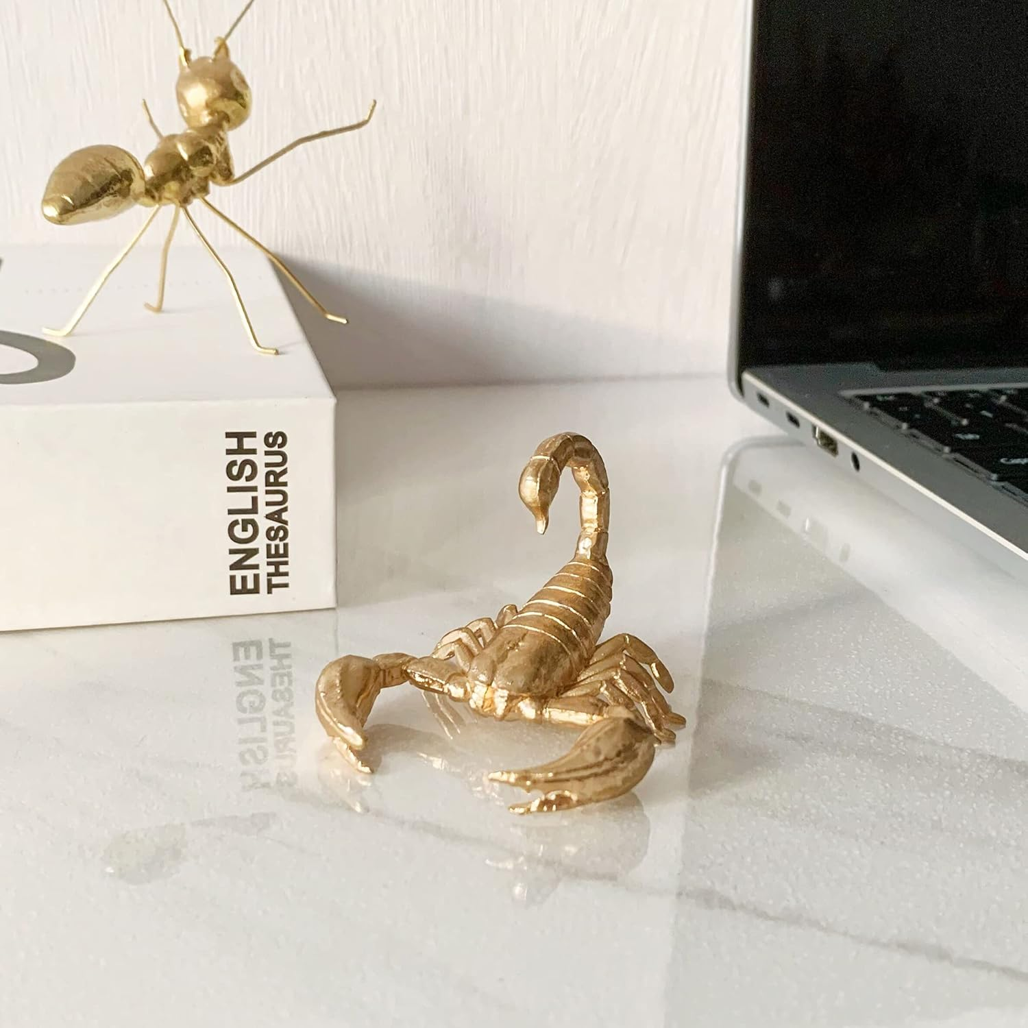 Pasiir Gold Scorpion Figurine Home Decor, Solid Metal Scorpion Centerpiece Decoration, Mini Insect Ornament Animal Desk Figurines for Home Office Desktop - Butterfly image number 4