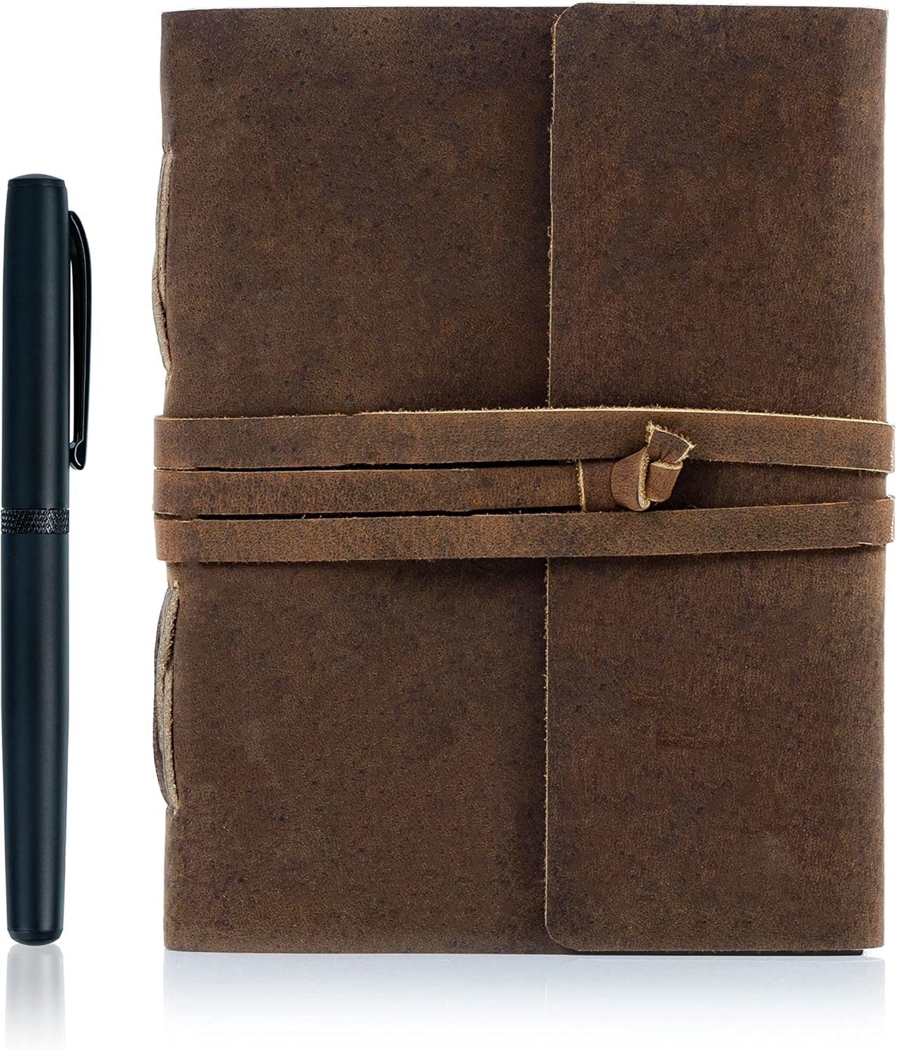 Komalc Leather Journal Lined Paper with Luxury Pen Handmade Leather Journal/Writing Notebook Diary/Bound Daily Notepad for Men & Women Medium Writing Pad for Artist 8 X 6 image number 2