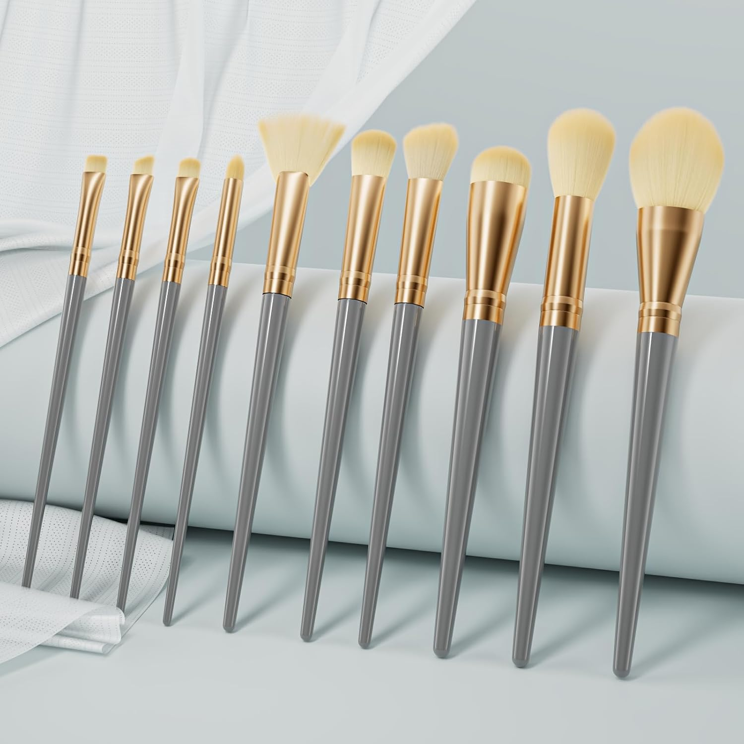 Dtxdtech Makeup Brush Set 10 Pcs with Travel Bag,Natural & Vegan Bristles, Professional Foundation, Contour, Eyeshadow & Blush Brushes, Blue