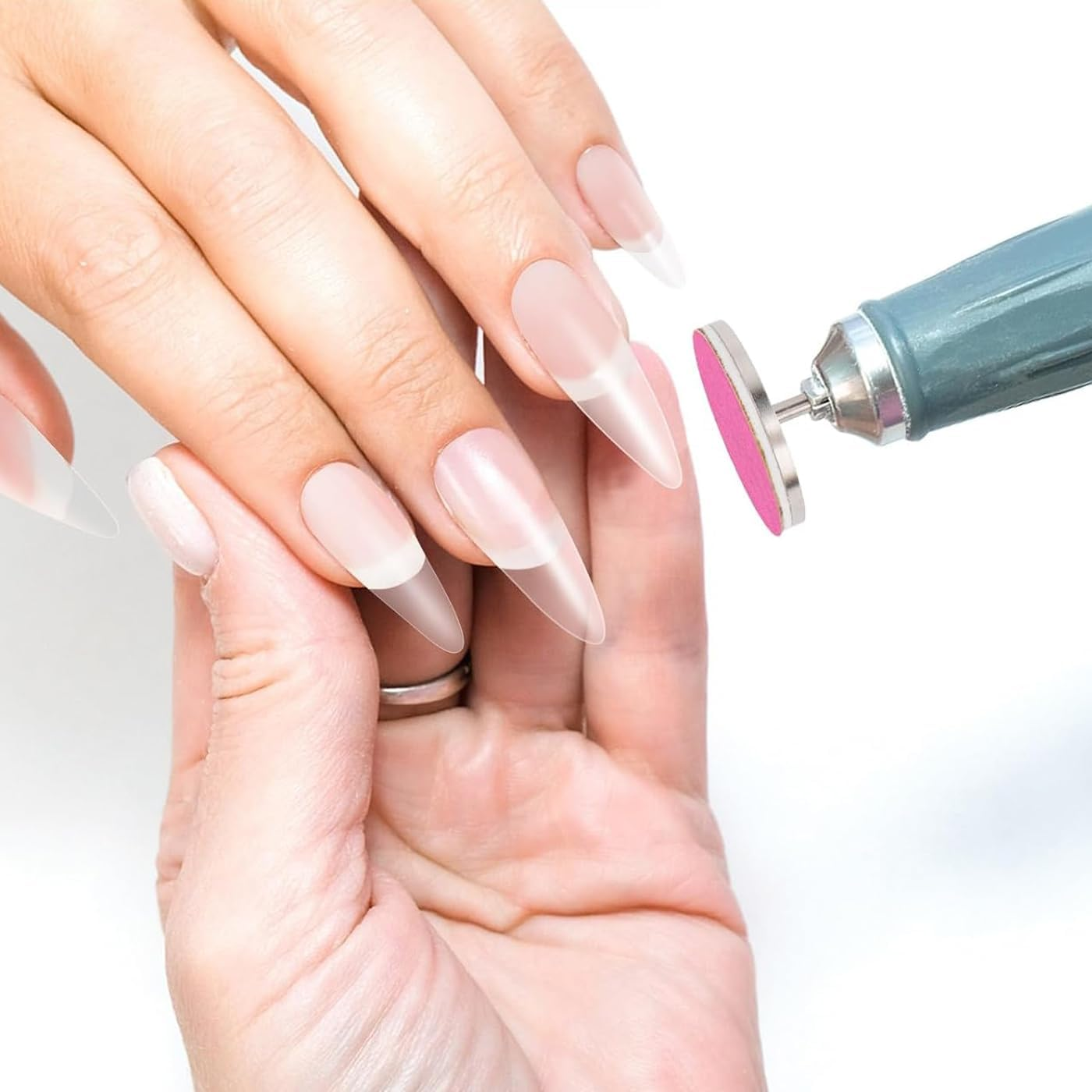 60 Pcs Sanding Paper Discs with 1 Pc Metal Nail Drill Bit Self-Adhesive Sand Paper Disc Pads Polisher for Manicure Pedicure Supplies Tools Foot E-File, 180# Grit image number 2