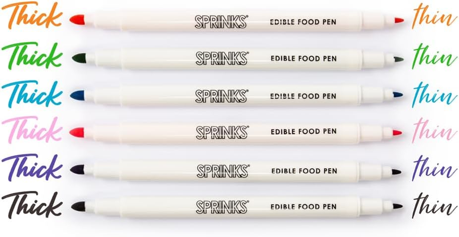 Sprinks Edible Food Pastel Pen Set | 6-Pieces | Edible Ink | Non-Toxic Fine Tip and Brush Tip | Cake Decorating | Sugar Paste | Chocolate | Meringues | Icing | Food Safe for Cookies and Desserts image number 4