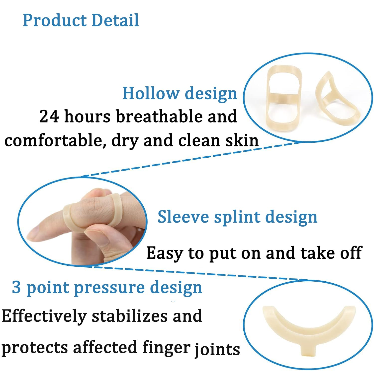KEWAYO10 Pcs Finger Splint for Arthritis, Trigger Finger,Mallet Fingers - Trigger Finger Splints for Thumb, Index, Middle, Pinky and Ring Finger Comfortable Support and Protection (Sizes 5-14) image number 1