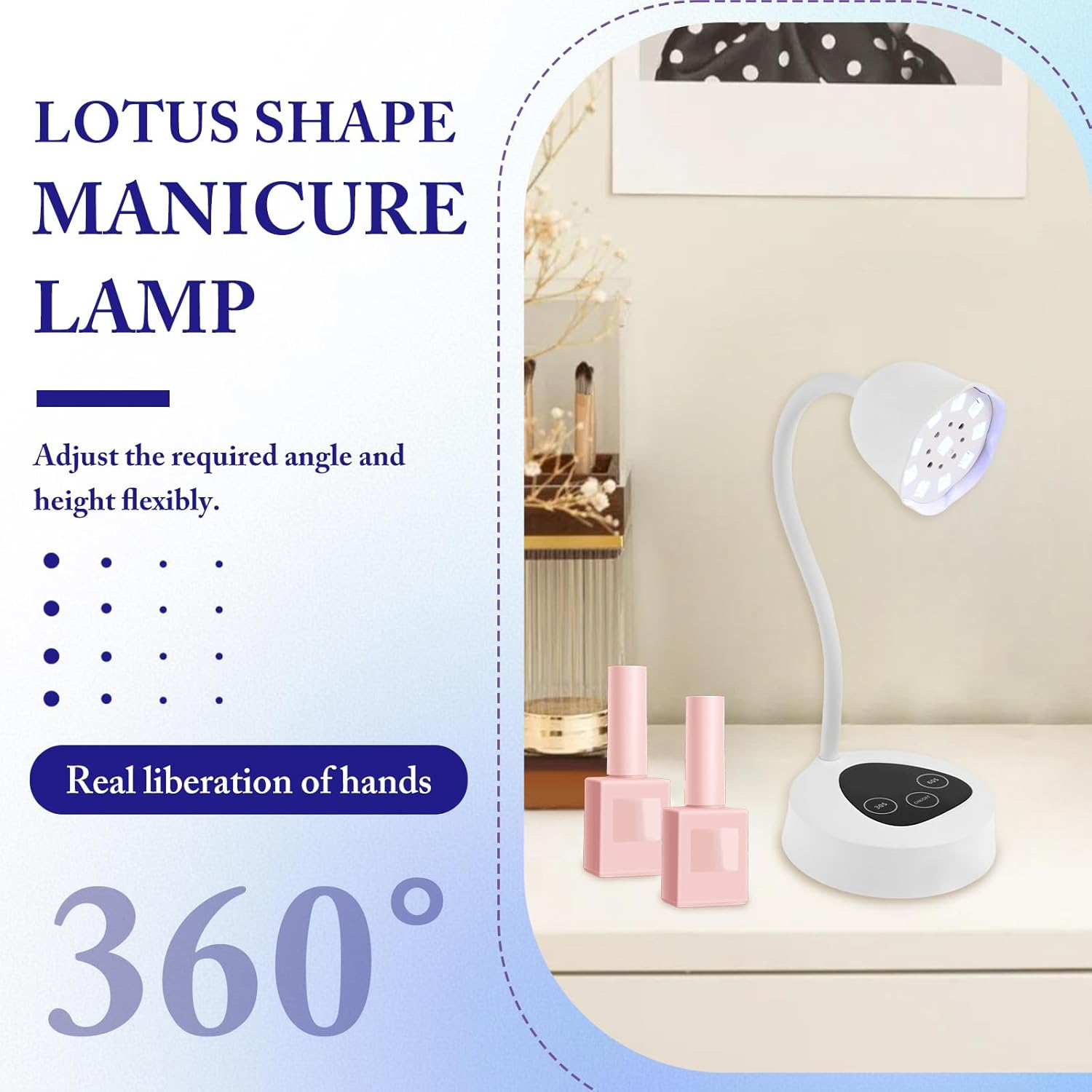 Gel Nail Lamp with 360&deg; Adjustable Hose Arm, Auto Sensor Gooseneck, DIY Nail Tip Lamp, Portable Mini Light for Home DIY Manicure image number 3