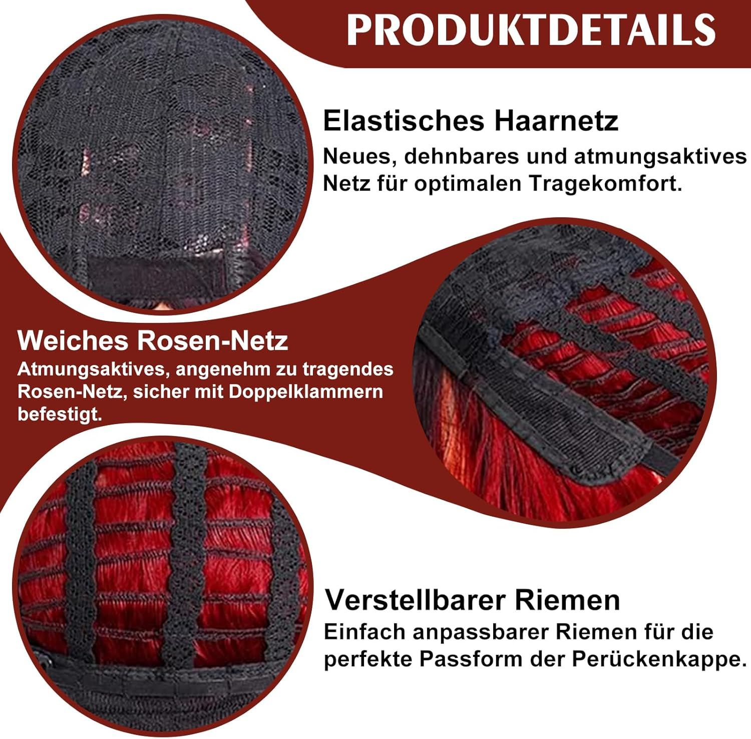 GYHWOFUL Red Wig Women'S Long - 60 Cm Wavy Middle Parting Synthetic Wig Women for Cosplay, Carnival, Halloween, Party & Daily Life, Natural Red Wig for Women image number 3