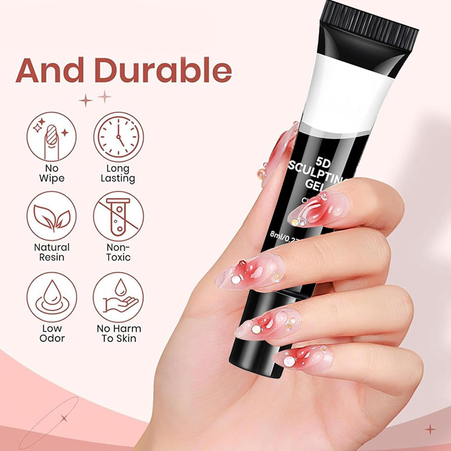 Sculpting Nail Gel | Clear 5D Fingernail Art Gel | Clear Nail Sculpting Molding Glue for Women Girls Beginners Professionals Salon Home Party Wedding Halloween Christmas image number 3