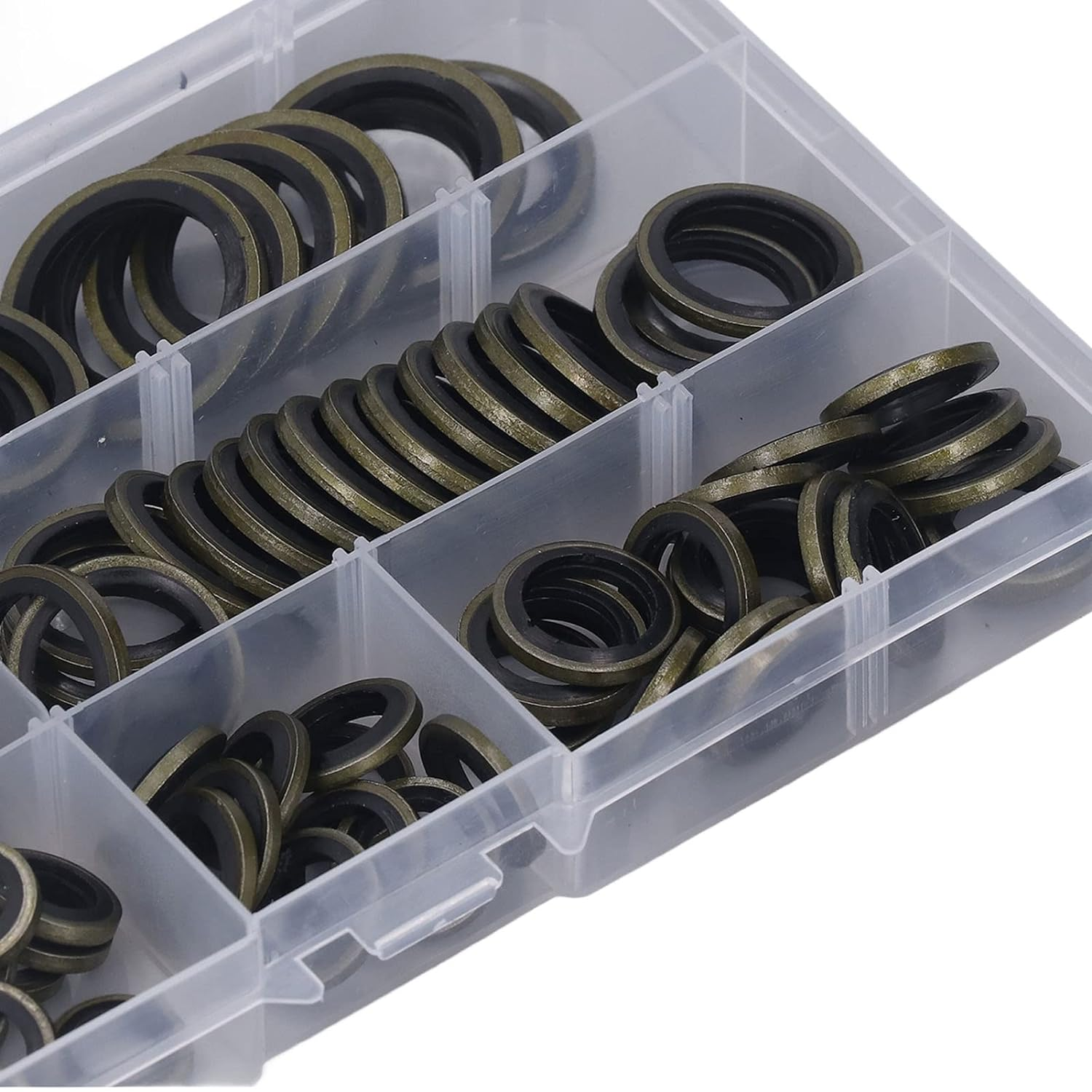 110Pcs Metal Rubber Bonded Seal Oil Washers, M6 M8 M10 M12 M14 M16 M18 M20 Rubber Gasket Assortment with Storage Box for Pipe Joint and Screw Plug image number 6