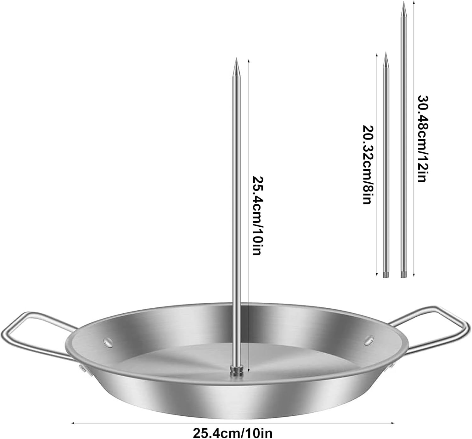 Thickened Stainless Steel Vertical Skewer Stand for Tacos Al Pastor, Shawarma and Kebabs, 3 Removable BBQ Skewers (8", 10", 12") for Grill, Smoker, Oven, Heavy-Duty Rotisserie-Style Meat Holder image number 1