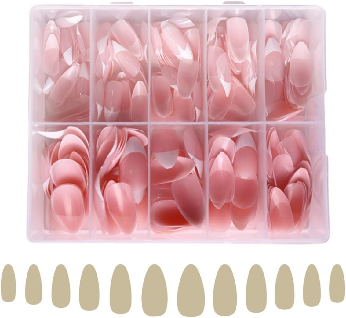 The 120-Piece Short Oval French False Nail Patch Set Is Suitable for Women and Girls，Nude Fake Nails with Jelly Adhesive Tabs for Women Girls Nails Art image number 4