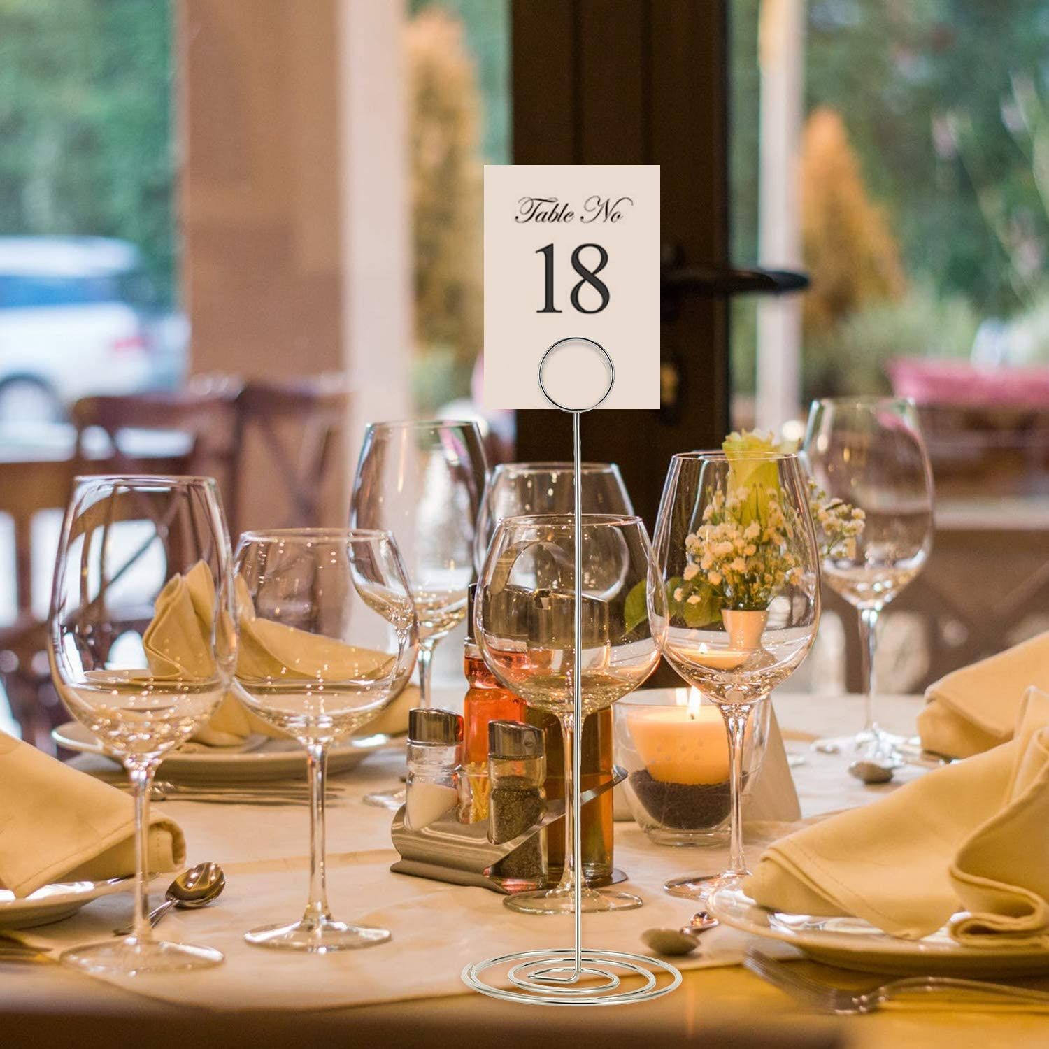 15 Pack 8.75 Inch Tall Table Number Holder, Place Card Holder, Table Picture Holder, Wire Photo Holder Clip,Menu Memo Note Stand for Weddings, Banquets image number 4