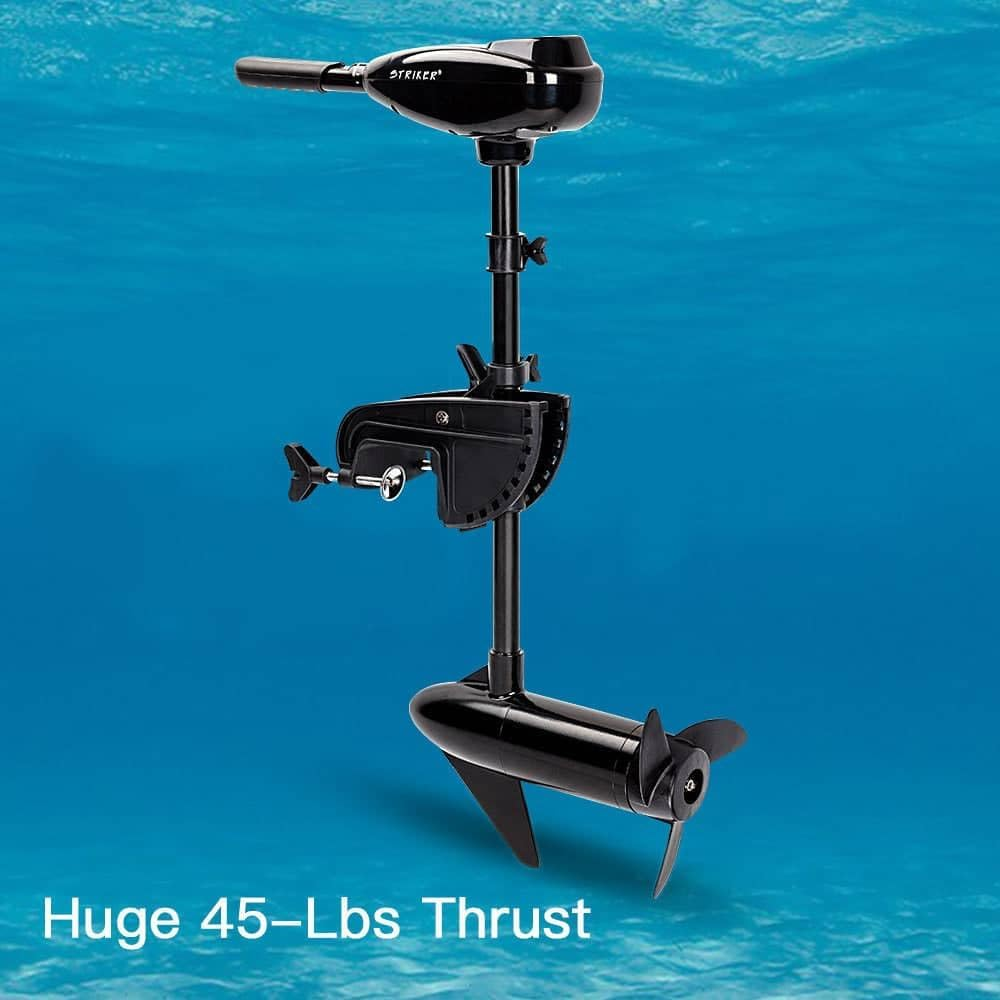 Striker Electric Trolling Outboard Motor 408W Huge 45-Lbs Thrust, 4-Stroke 10-Step LED Battery Display, Full 90 Degree Tilt with 6 Inch Telescoping Handle image number 1