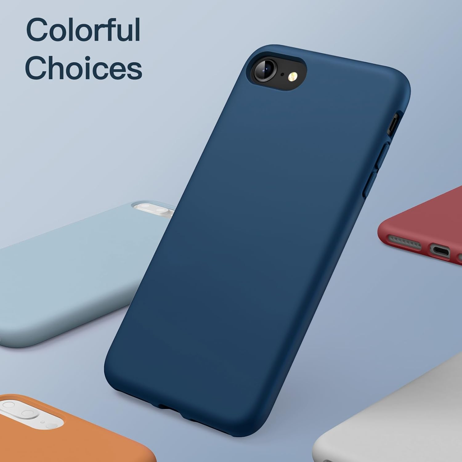 Jetech Silicone Case for Iphone SE 3/2 (2022/2020 Edition), Iphone 8 and Iphone 7, 4.7-Inch, Silky-Soft Touch Full-Body Protective Case, Shockproof Cover with Microfiber Lining (Cobalt Blue) - Black image number 4