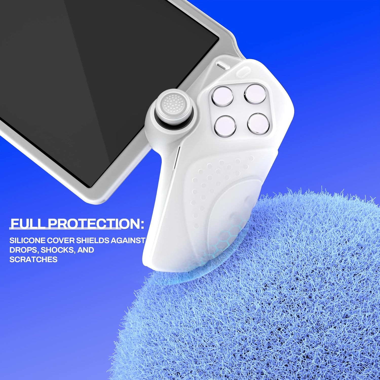 Playvital Design for PS Portal Cover, Guardian Edition Silicone Protective Case for PS Portal Remote Player with Thumb Grips - Shockproof, Anti-Slip Grip Accessories - Clear White