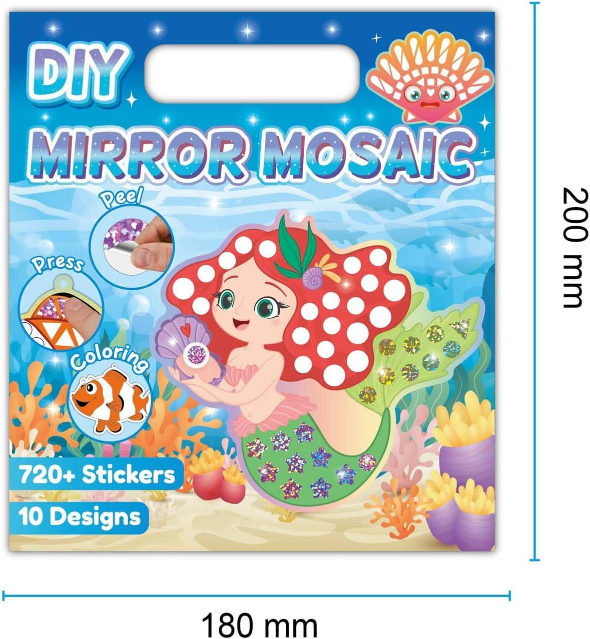 Palumma Mermaid and Princess DIY Kit Mirror Glitter Mosaic Sticker Sea Creature Craft for Craft Lovers image number 4