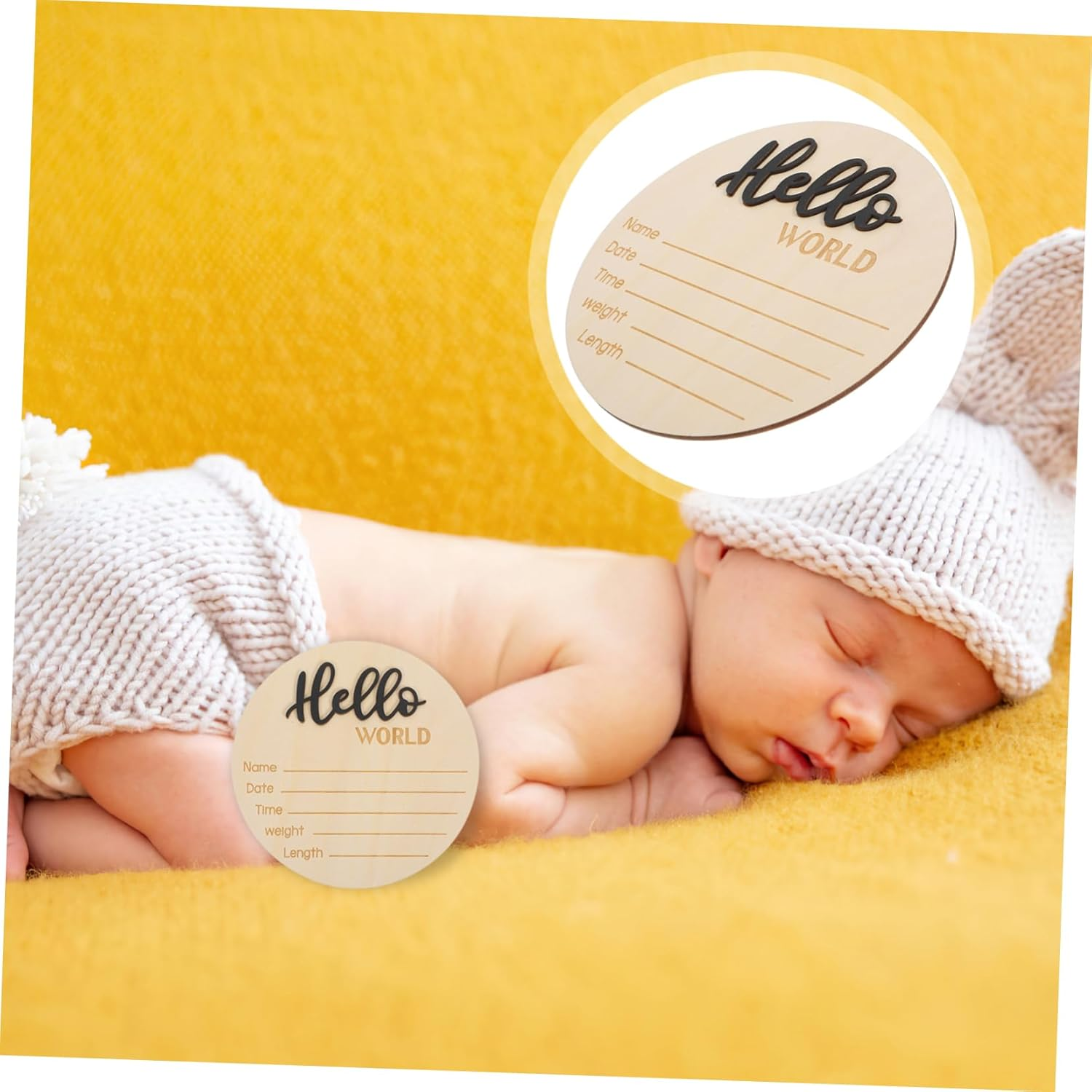 BESPORTBLE Wooden Baby Birth Announcement Sign round Newborn Name Sign Infant Photography Prop for Hospital Newborn Announcement image number 1