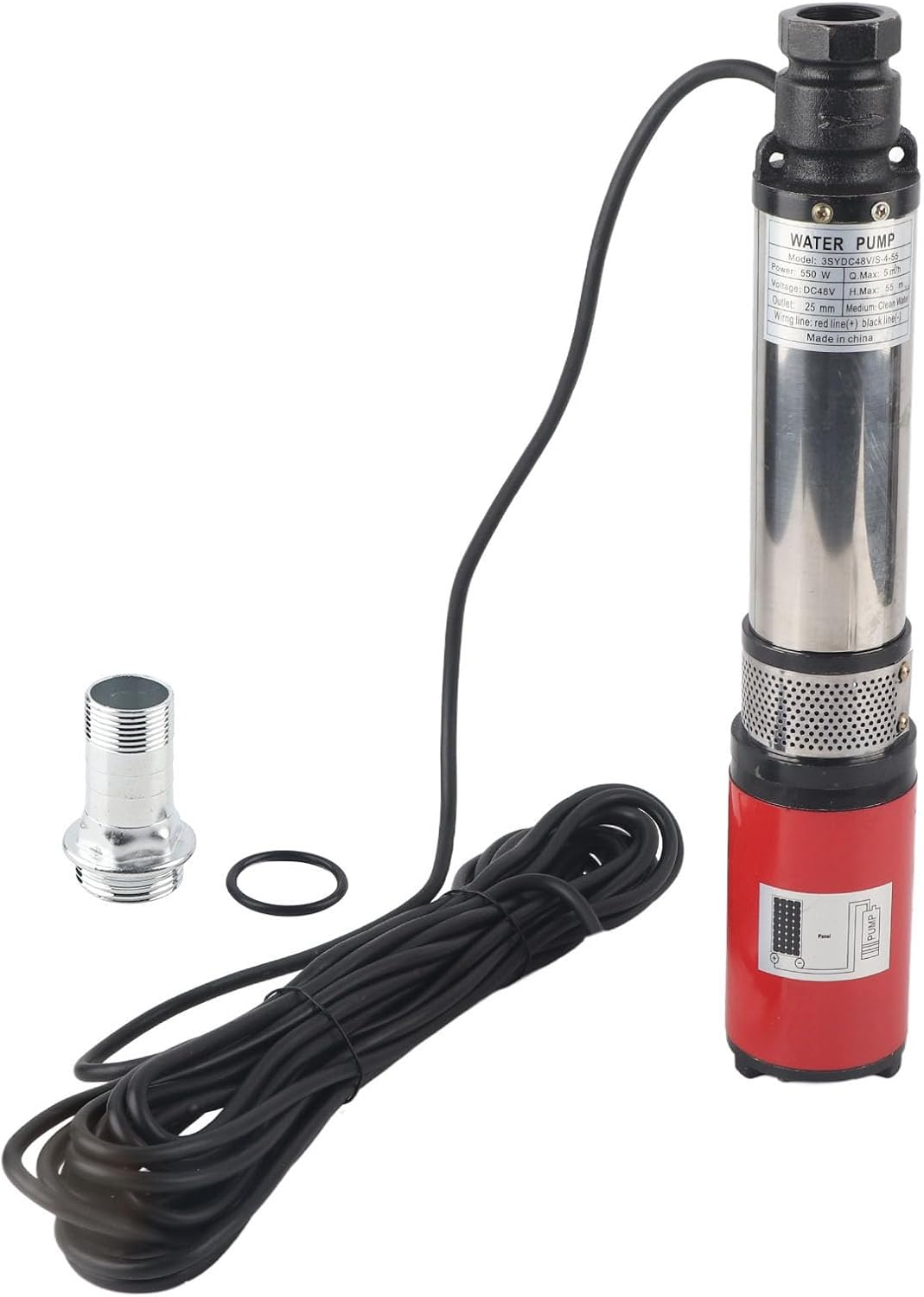 High Solar DC Deepwell Pump Large High Lift Battery Solar Brass Motor Floating Impeller S455 DC48V Lift Well