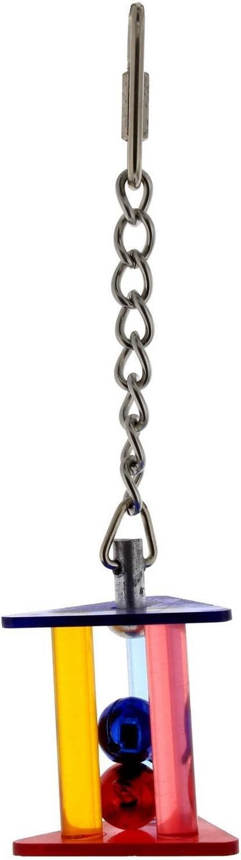 Bird Toy Acrylic Triangular Prism with Bell Balls Aviary Toy Health Interactive image number 2