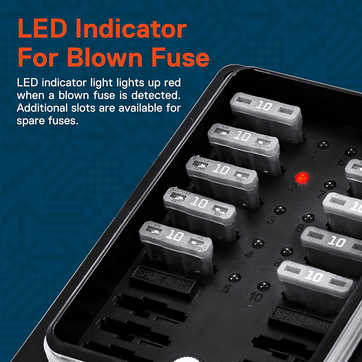 Online-Led-Store PSZACCEPS053H Waterproof (OLS IP56 LED Indicated 10Port Fuse Block Output 25A Outlet)
