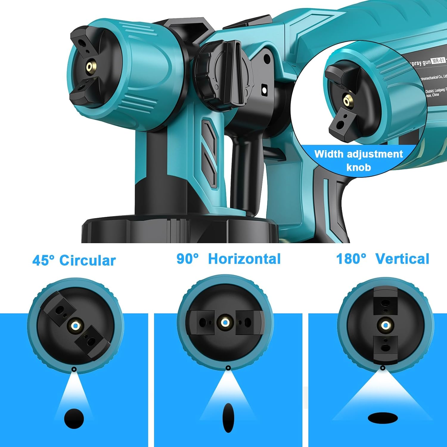 Aryee Cordless Paint Sprayer, 18V with 1000ML Container, 2 Batteries, 3 Nozzles, 36000RPM High Power Motor, Multiple Spray Patterns for House and Furniture Painting image number 5