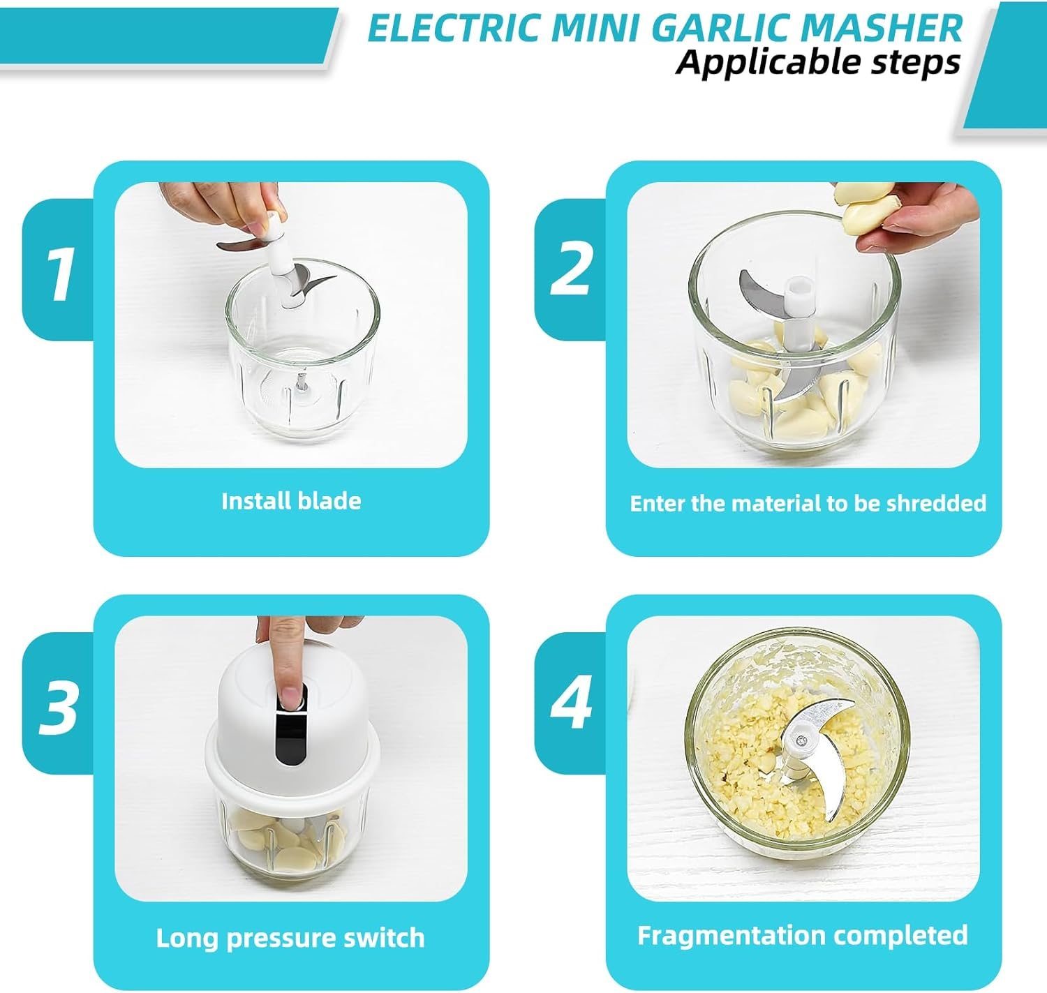 Ydseozoa Electric Kitchen Chopper, Onion Chopper Electric 350Ml, USB Charging, Wireless Onion Chopper, Suitable for Onions, Fruits, Nuts, Meat, Garlic image number 6