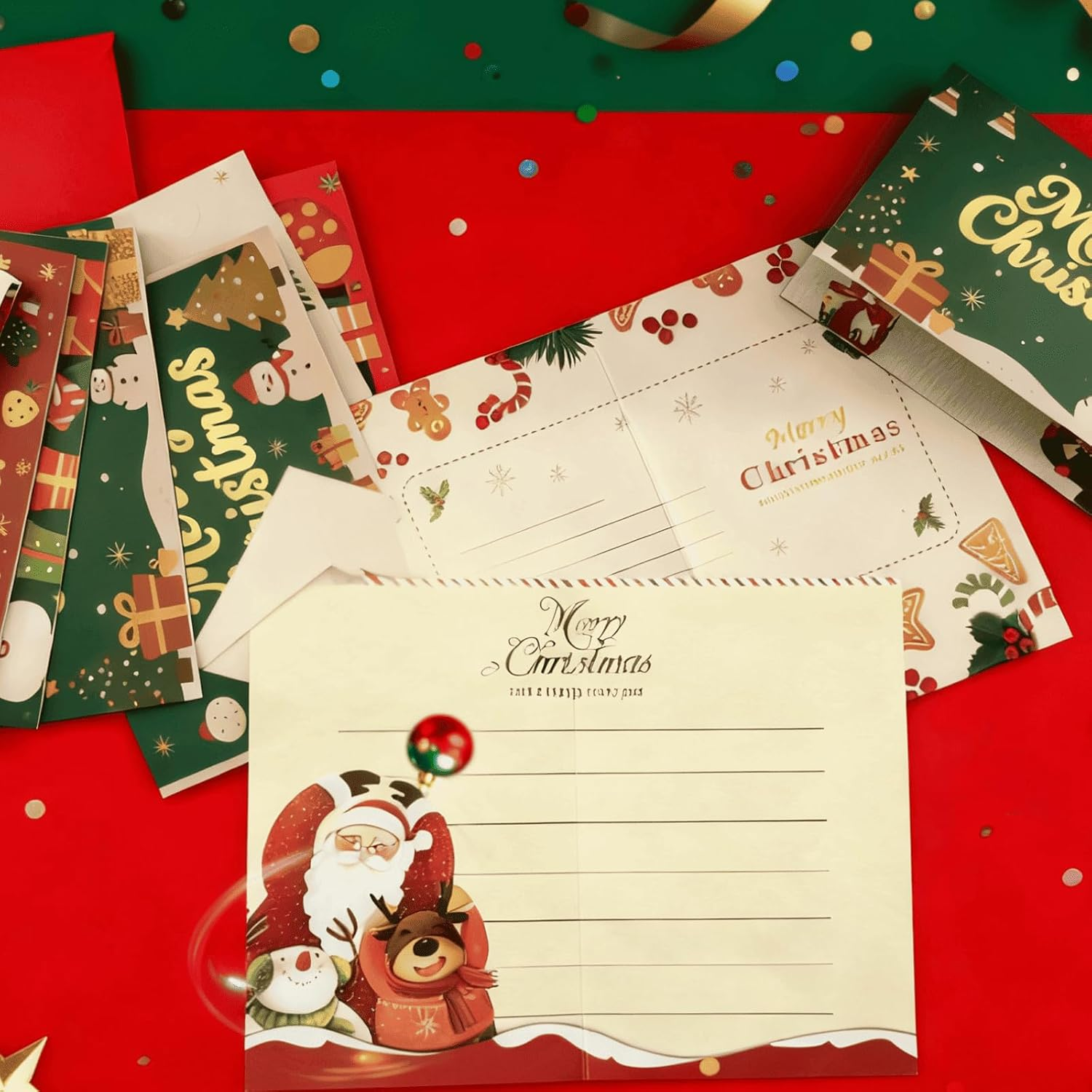 Christmas Cards Set 8 Pack, 18 X 15 Cm Foldable Holiday Greeting Cards, 350Gsm White Cardstock with Gold Foil &ndash; Includes 1 Envelopes, Blank inside &ndash; Xmas Cards for Family, Friends, Office Use image number 3