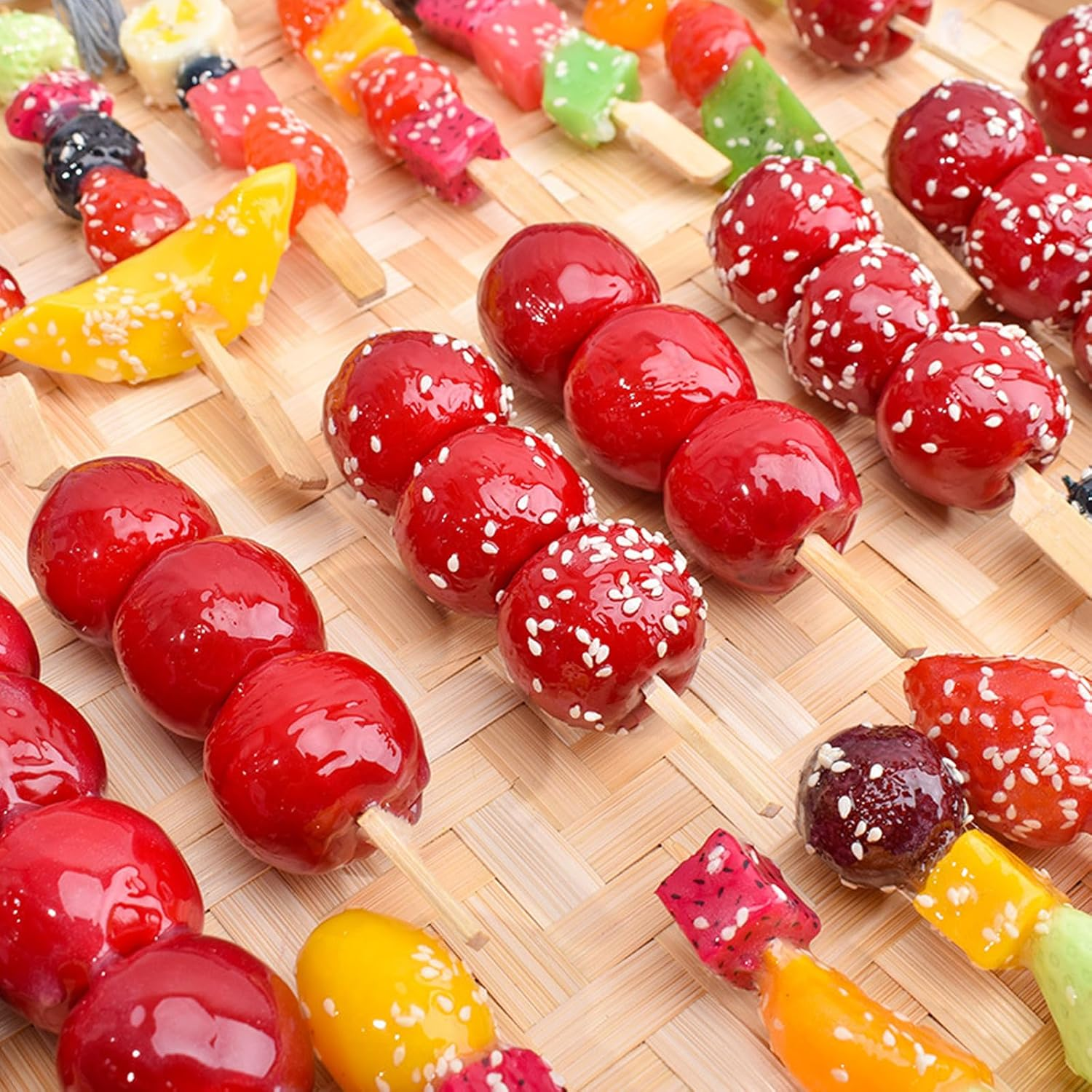 200 Pcs Bamboo Skewers - Bamboo Sticks Natural Wooden Skewers Bamboo Paddle Food Sticks Flat for Drinks Barbecue Kebabs Cocktail Sticks Satay Garnish Accessories Buffets Party Sandwich Hamburger 9 CM image number 4