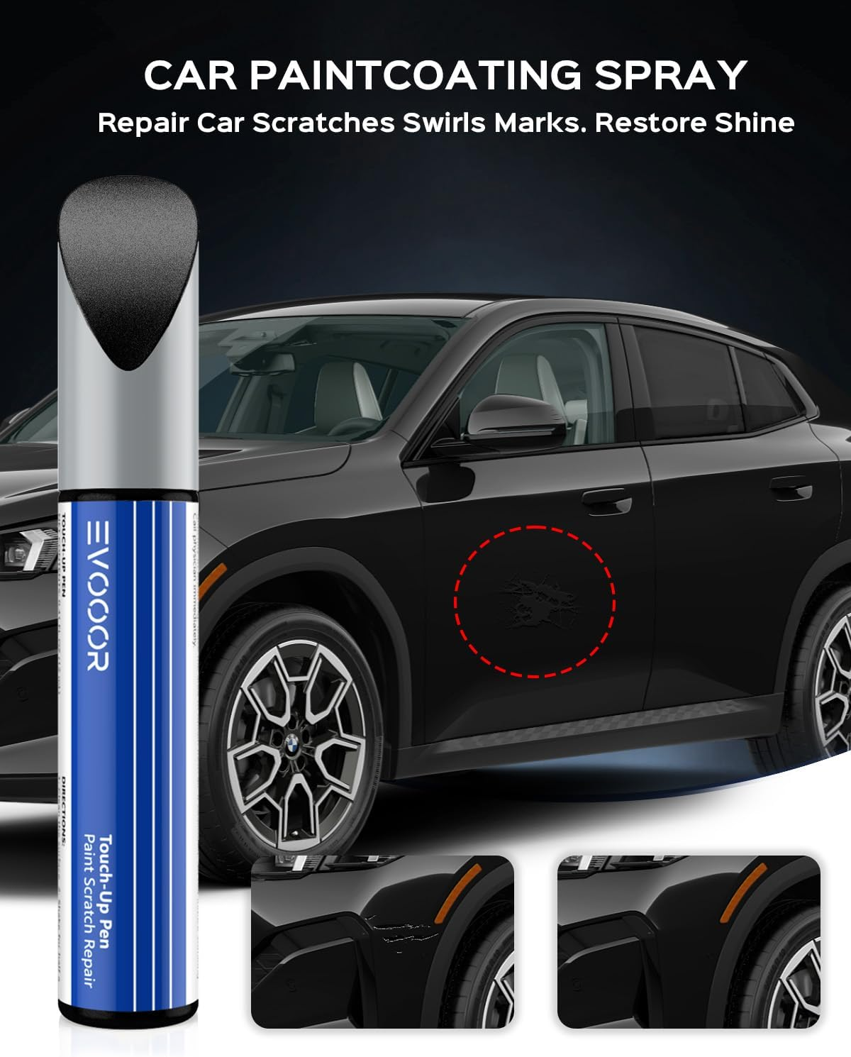 Touch up Paint for BMW, Black Sapphire(475) Exact Match Touch up Paint Car Scratch Repair (Black Sapphire Metallic for 3/5 Series/X2/2018 X3/X4/2018 X5) image number 3