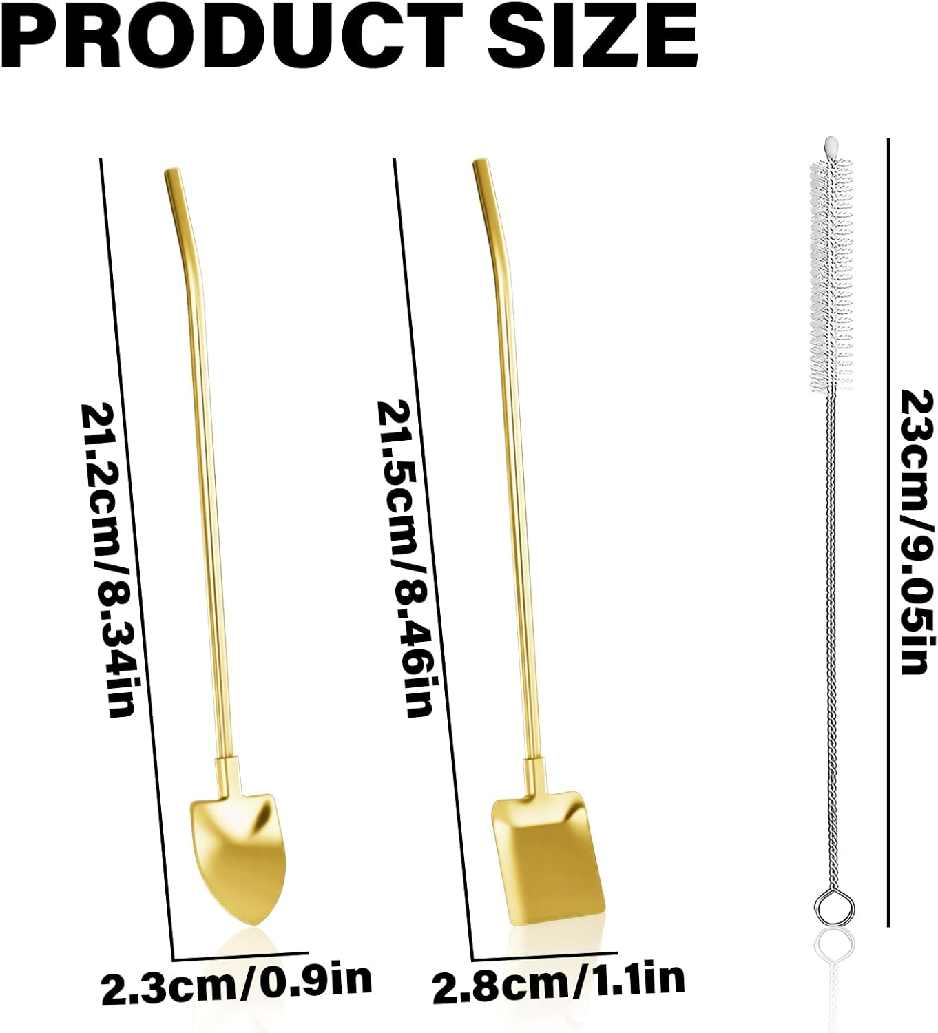 HAIKING Reusable Drinking Spoon Straws, 8 PCS Stainless Steel Spoon Straws with 2 Brushes for Coffee, Smoothie, Milkshake, Ice Cream (4 Colors) image number 5