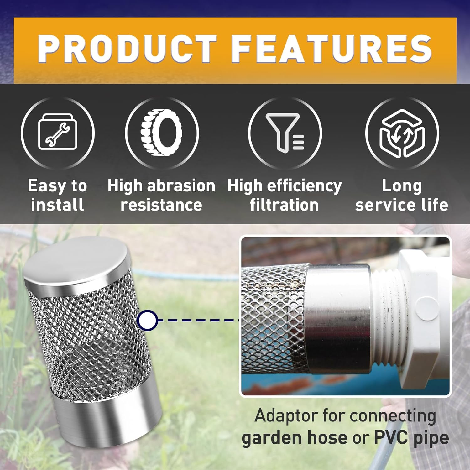 Standwme Inlet Suction Strainer Mesh Filter Compatible with Livewell Pump, Industrial Plumbing Inline, Garden Washers Water Filter, Sprayer Garden Hose Suction Line image number 5