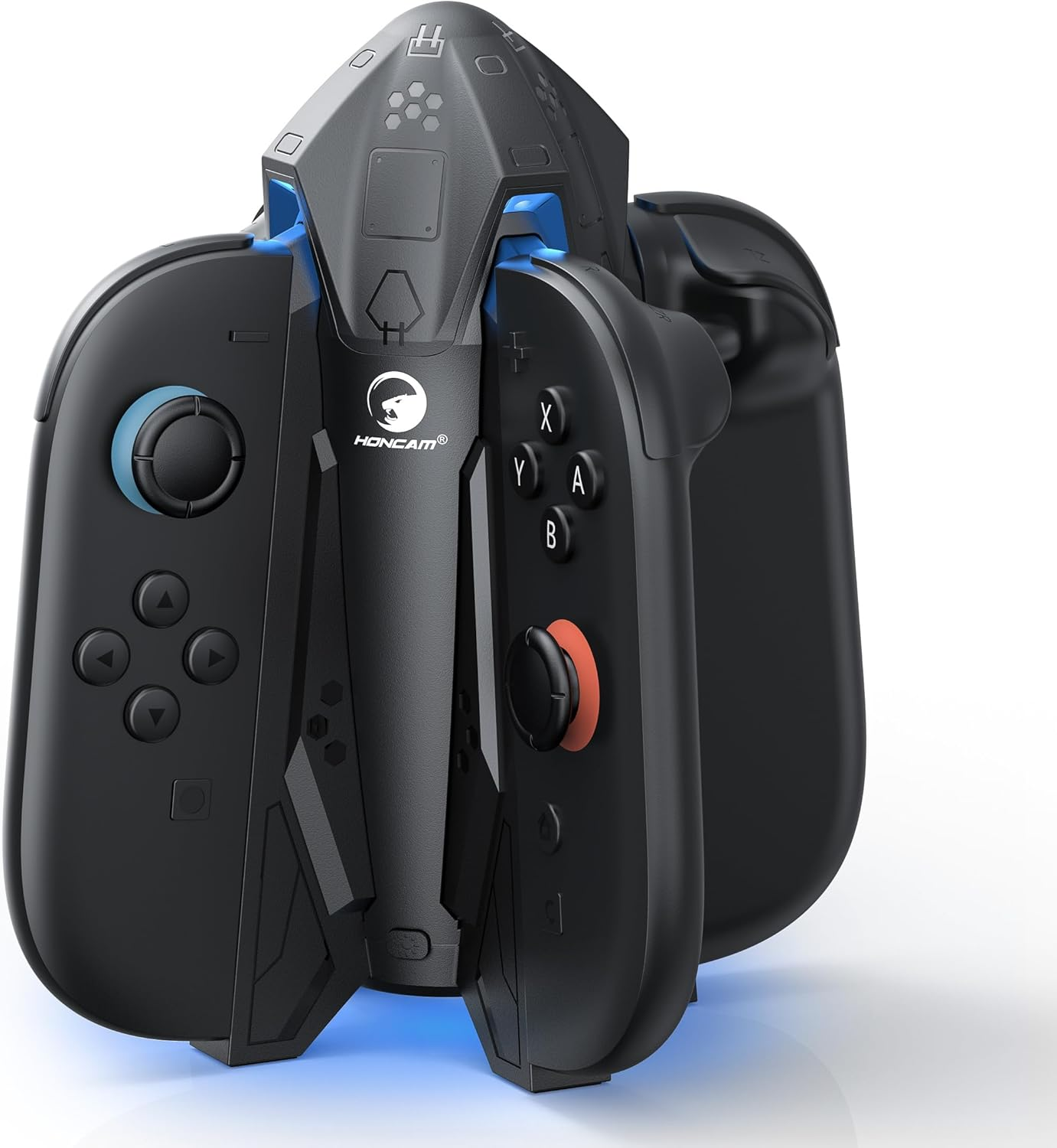 HONCAM Charging Dock for Nintendo Switch 2 Joy-Con with 7 Cool RGB Light, Switch 2 Accessories 4 In1 Joycons Charger with a USB Type-C Cord,Black image number 5