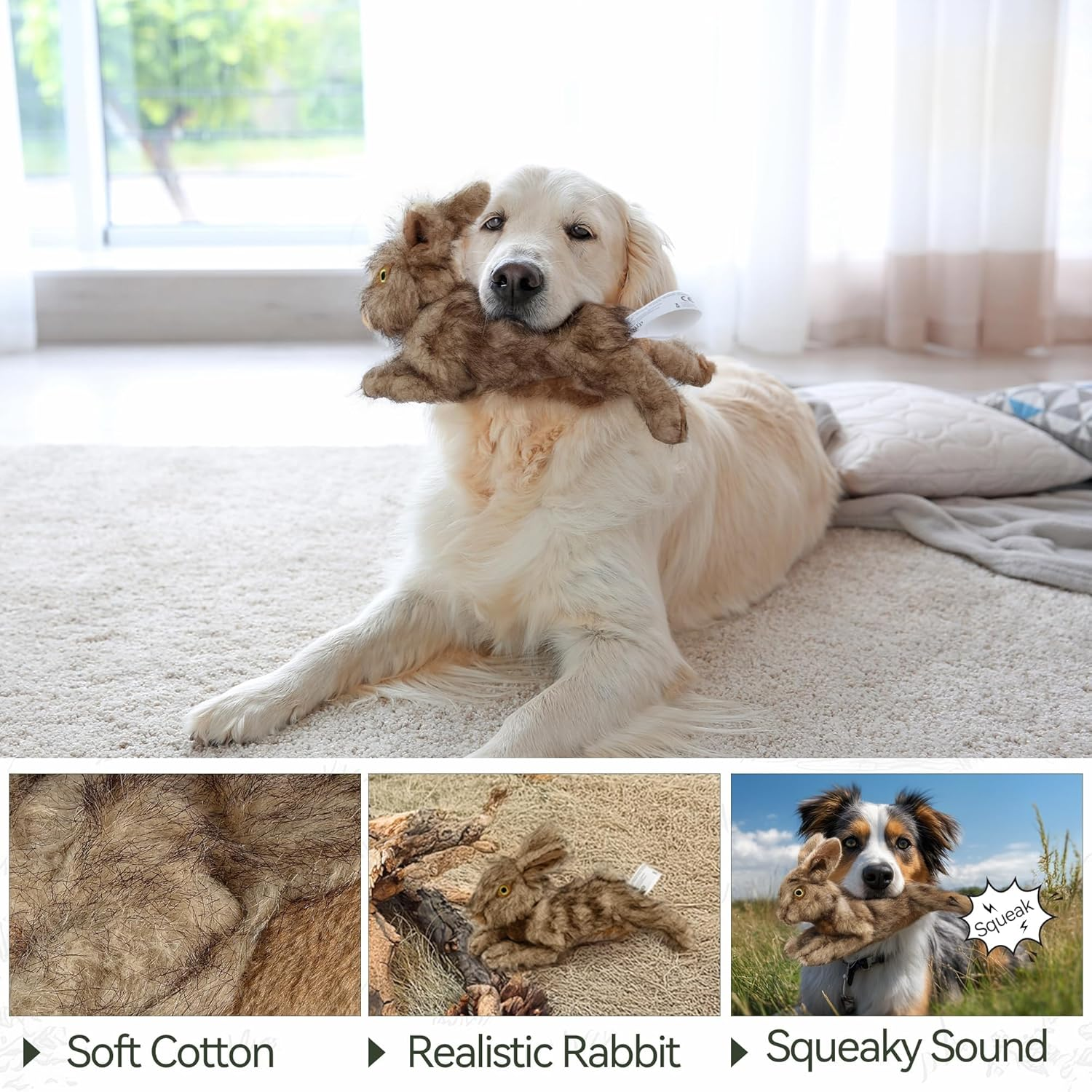 All for Paws Rabbit Dog Toy with Squeaker, 12-Inch/ 30 Cm image number 1