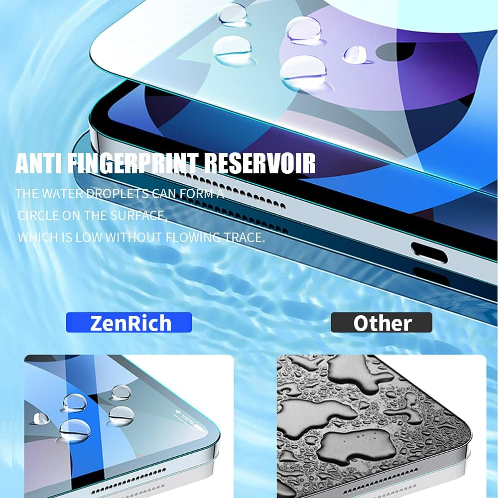 Zenrich [2Pack] Tempered Glass Screen Protector for Ipad Air 5Th Generation 2022/ Ipad Pro 11 Inch and Ipad Air 4Th Generation 10.9, Zenrich Tempered Glass anti Glare & anti Blue Light Screen Film for Pencil/ Face ID Compatible