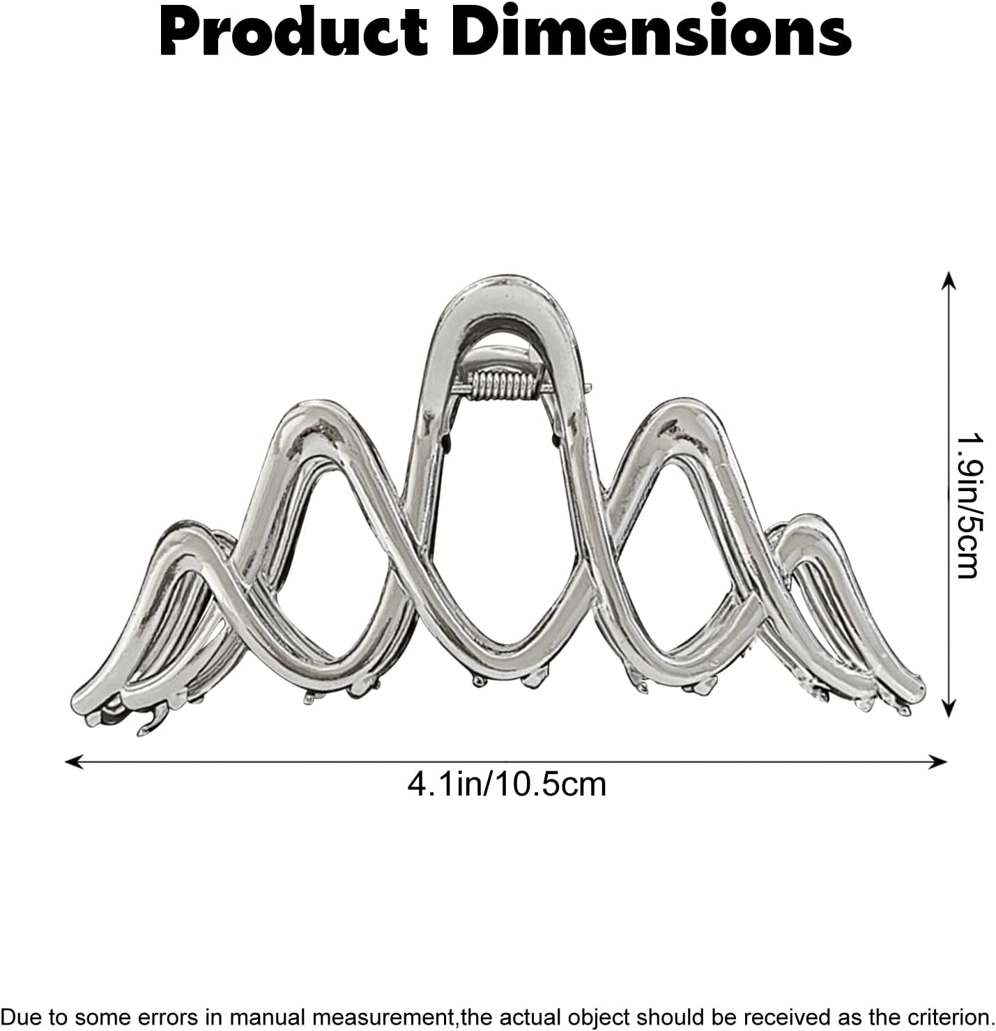 Silver Metal Wavy Squiggle Hair Claws for Thick Hair - Large Non-Slip Hair Clamps and Styling Accessories, Gift for Women and Girls image number 3