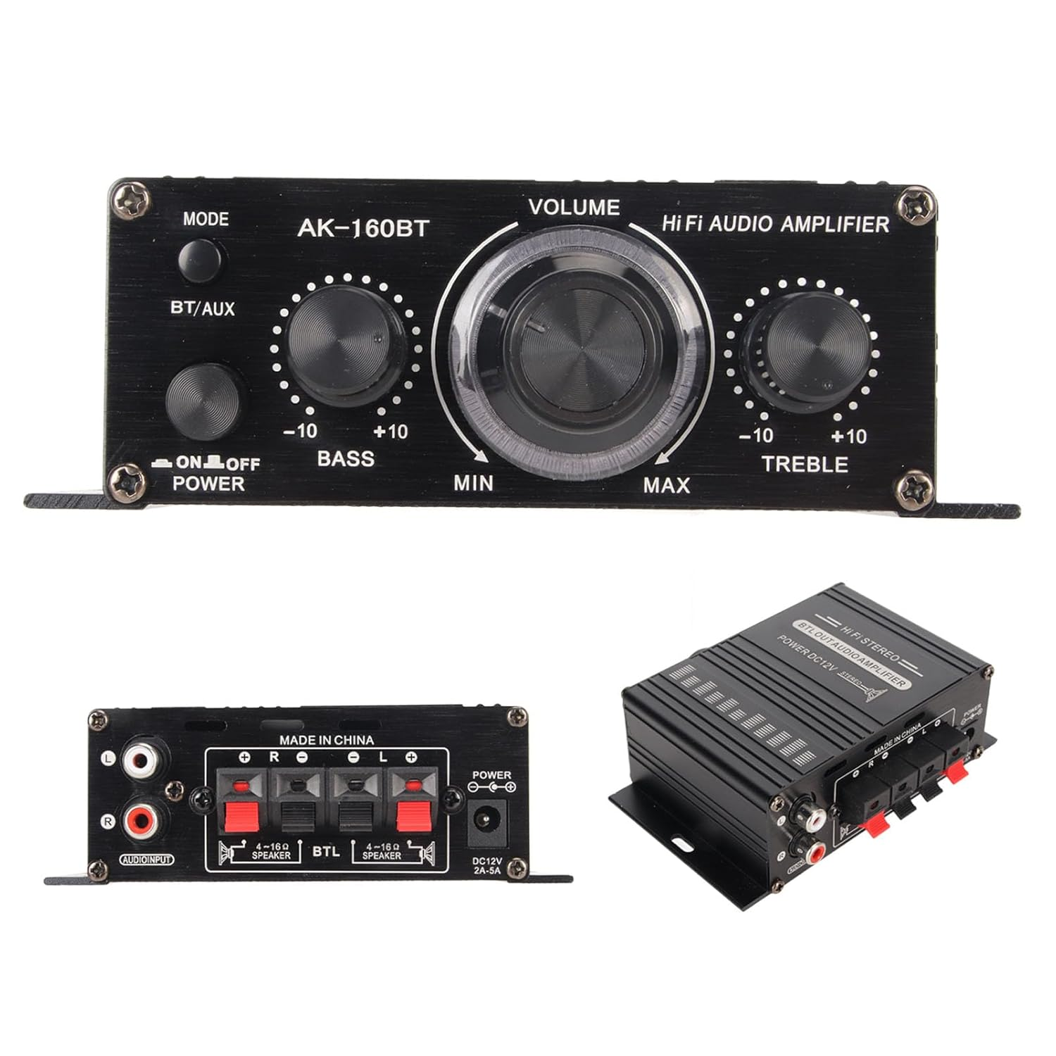 Bluetooth 5.0 Stereo Power Amplifier, Clear Sound Quality Power Amplifier with Control Panel, Independent Tone Control, for Home Outdoor Car image number 3