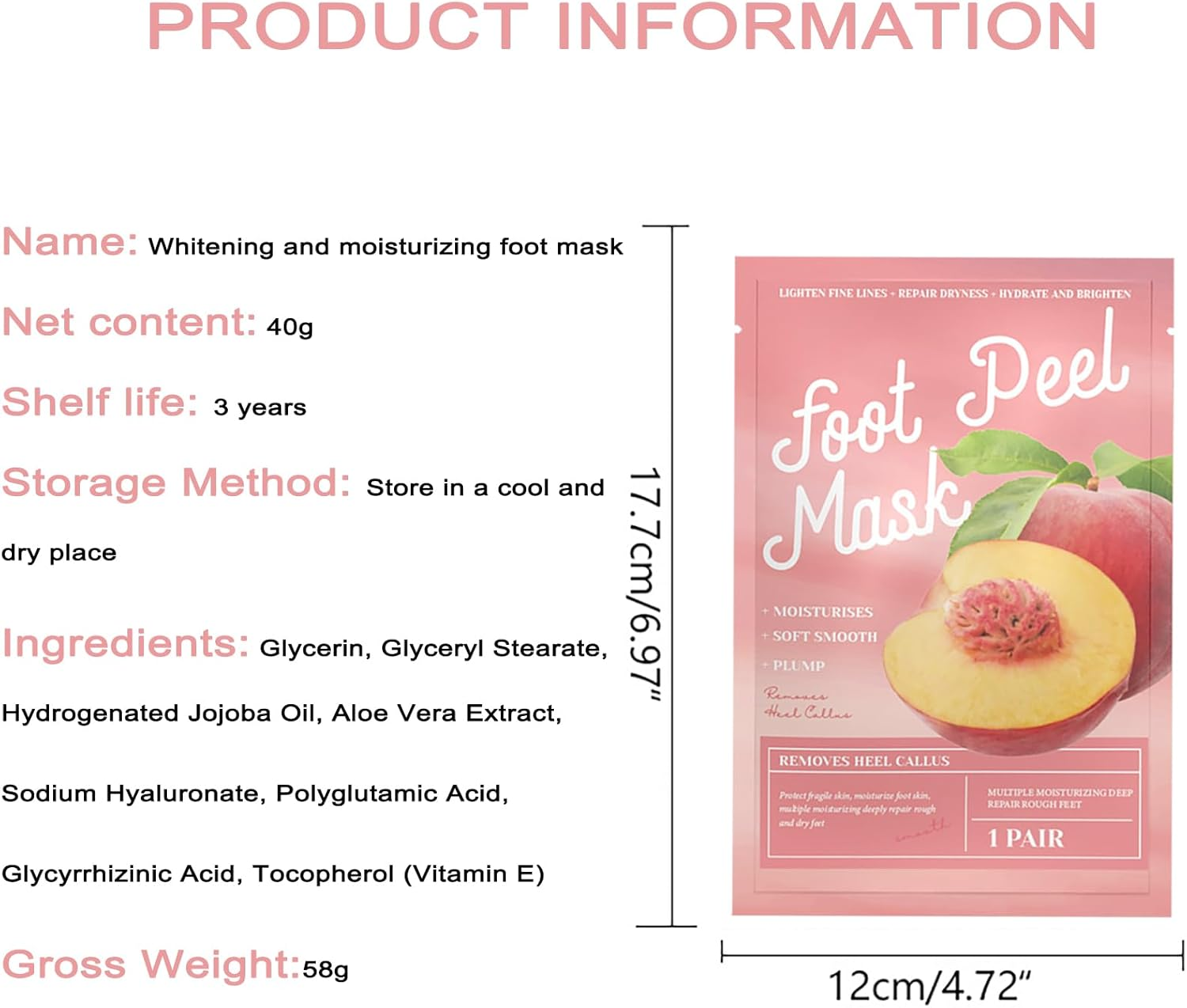 Fantasyday Foot Peel Mask,3 Pack Foot Peeling Mask for Soft Baby Feet - Hard Skin Remover Foot Mask, Removes Calluses and Hard Skin, Foot Care for Men and Women (Peach) image number 2