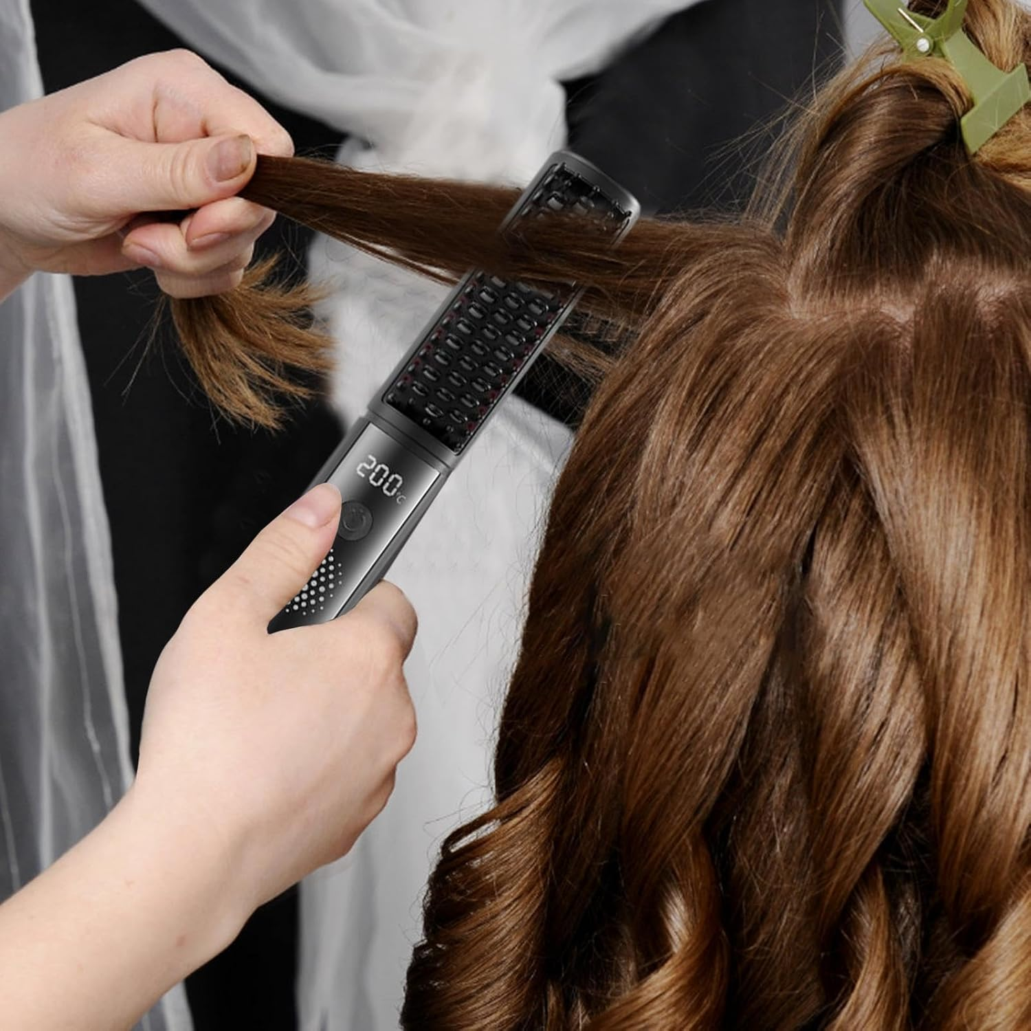 Straightening Brush - Heated Straightener | 4 Temp Settings Flat Iron Anti-Scald Styling Tools for More Shine Less Frizz Professional Salon Travel Girls Home Smooth Shiny Hair image number 3