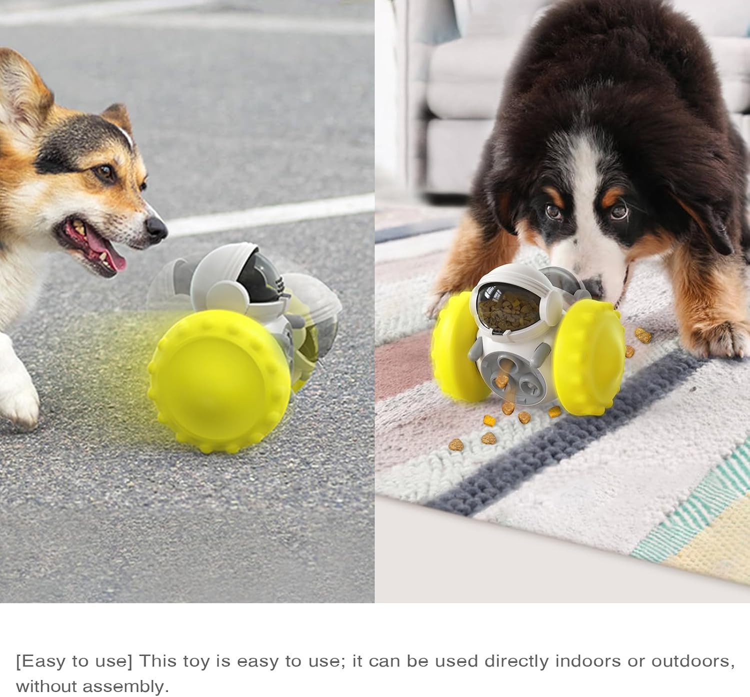 Slow Feeder Ball for Dog & Cats - Interactive Puzzle Game for Your Dog & Cat - Fill with Food and Treats - Great for Indoor Play for Kittens and Adult Dog & Cats, Portion Control (Yellow) - Yellow image number 2