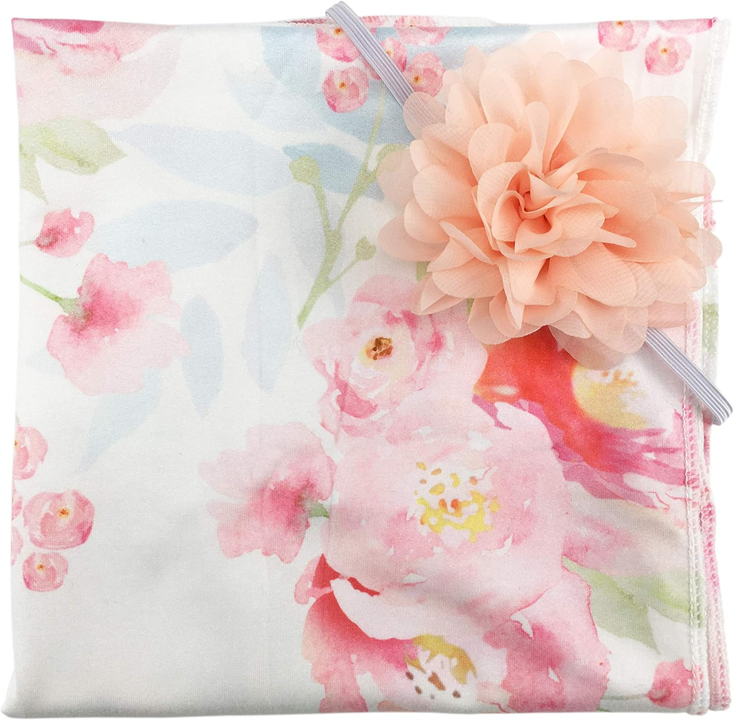 Baby Receiving Blanket Swaddle Blanket Newborn Wrap Swaddle Headband Set -Bloom Flower Pattern - Pink And Purple image number 7