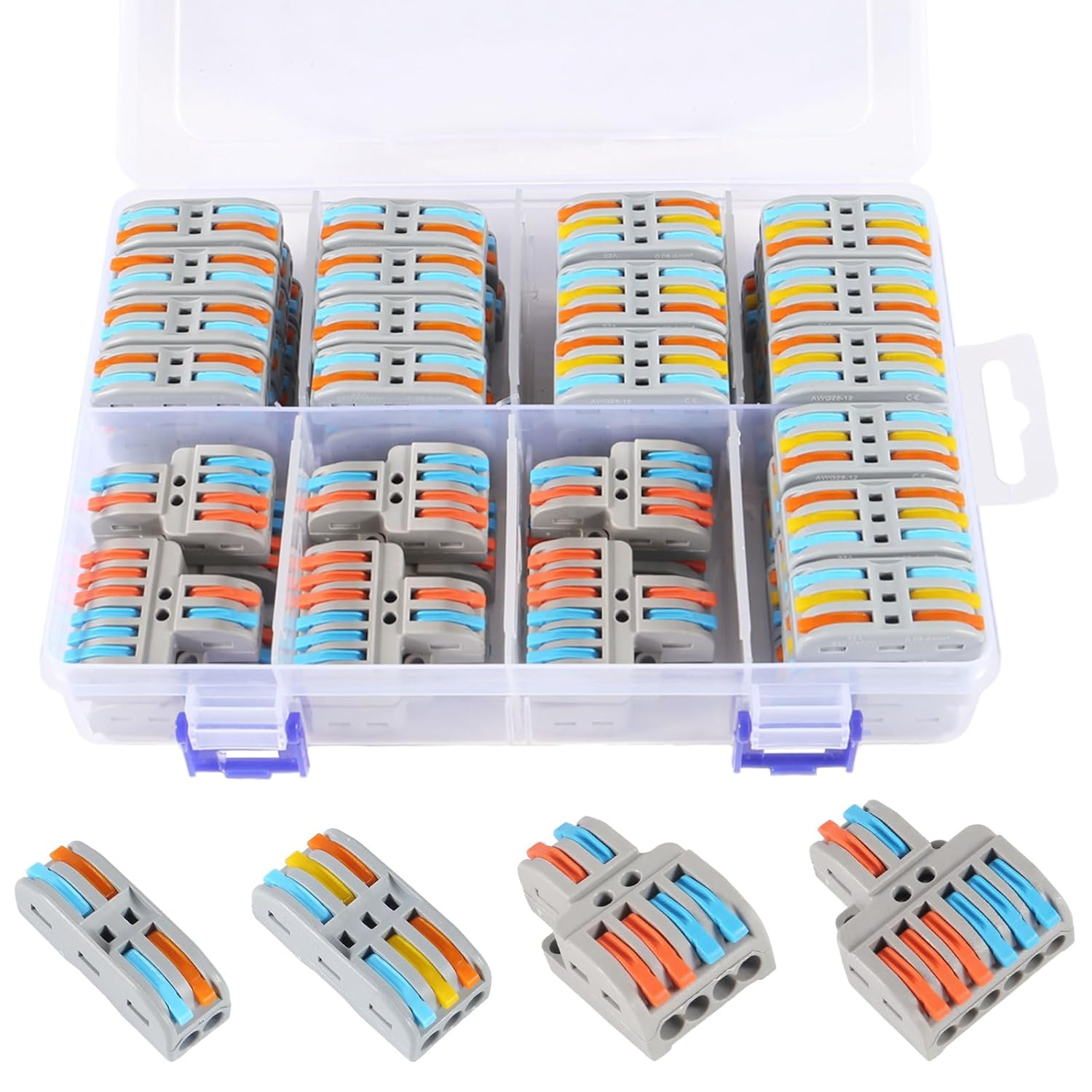 DIANN Lever Wire Connectors Kit 65Pcs Compact Splicing Wire Connectors Assortment Pack Lever Connector Kit Quick Wiring Connector for AWG 28-12 image number 4
