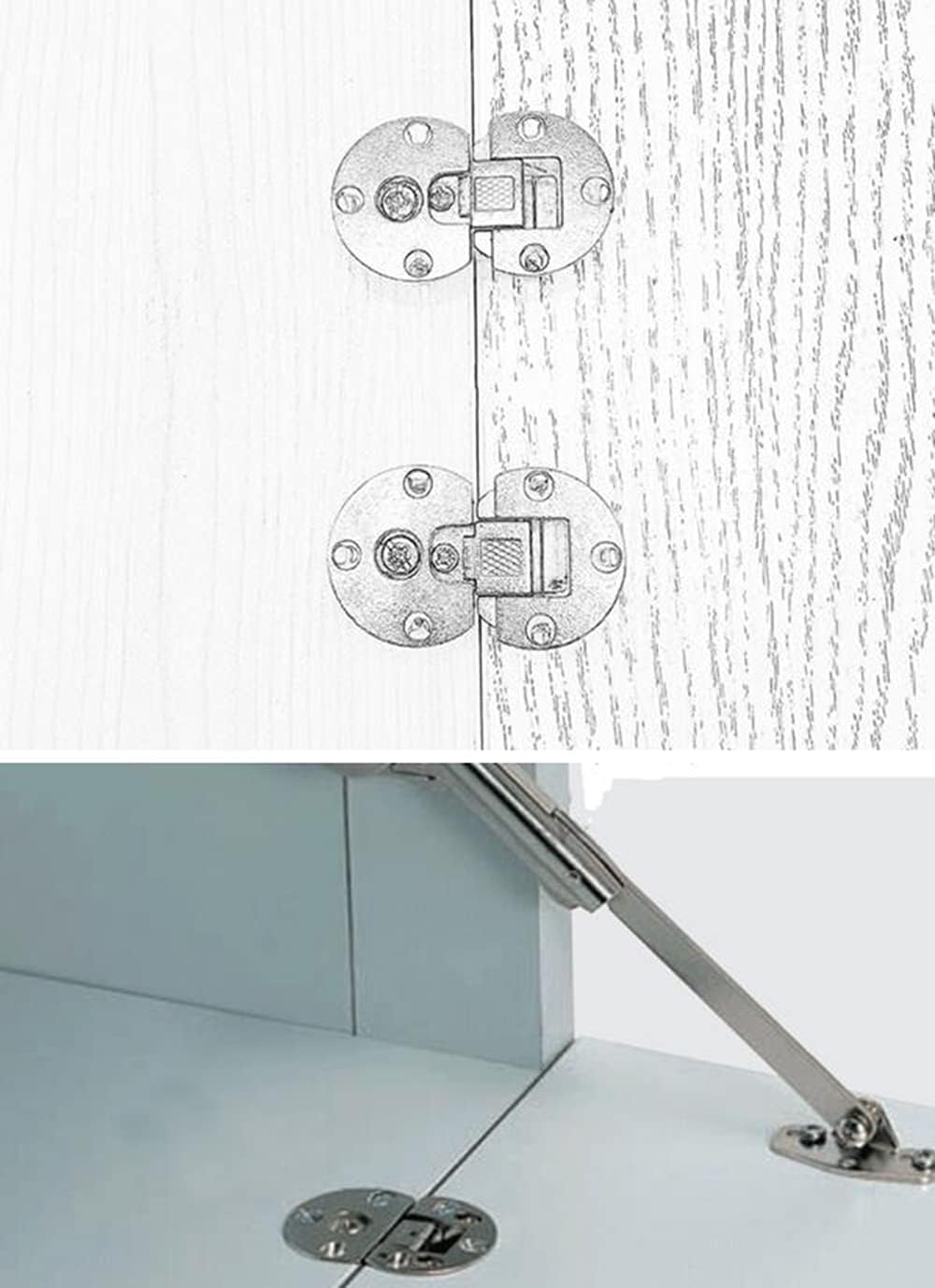 WANLIAN(2 Pieces)-90 Degree Page Turning Axis Adjustable Cabinet Door Concealed Hinge Special Table Drop down Hinge Flush Hinge