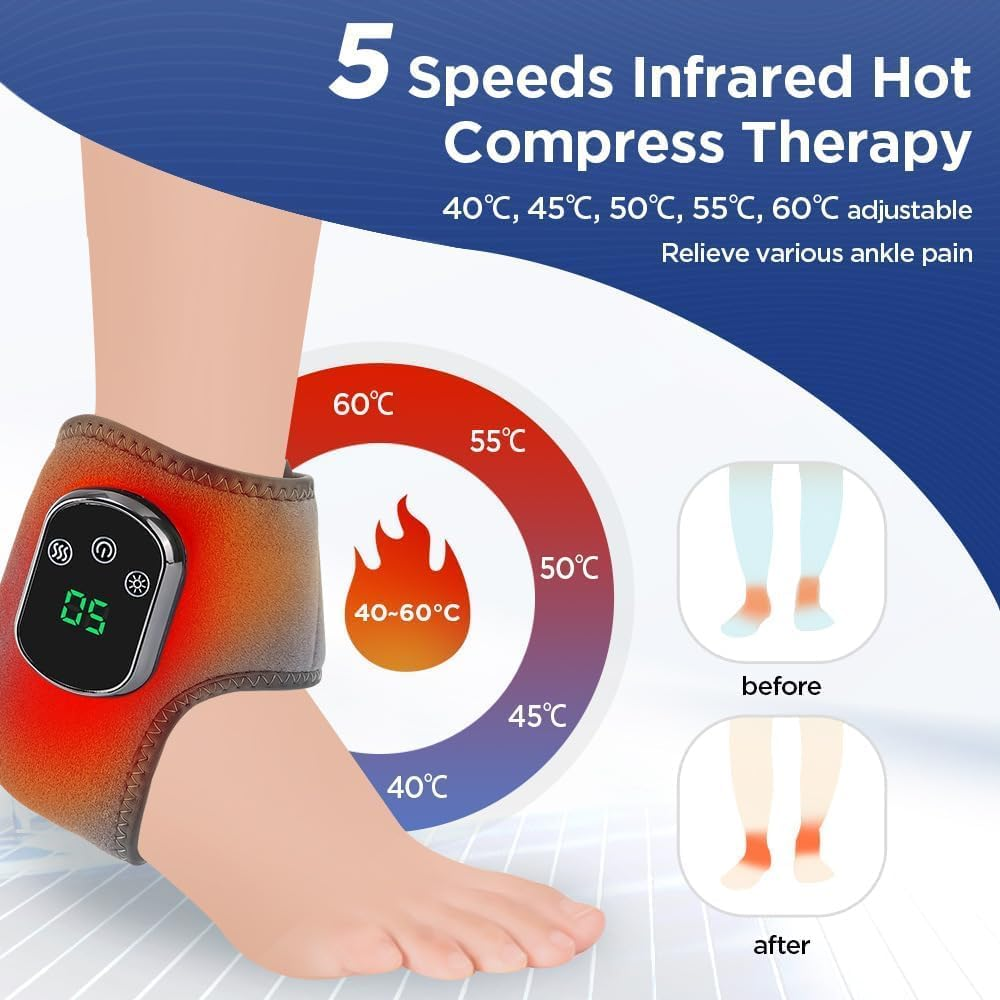 Emesak Portable Foot and Ankle Massager for Pain Relief &ndash; 3-In-1 Wireless Compression Massager with Heat, Deep Kneading & Air Pressure, Lightweight for Home/Office/Travel image number 5