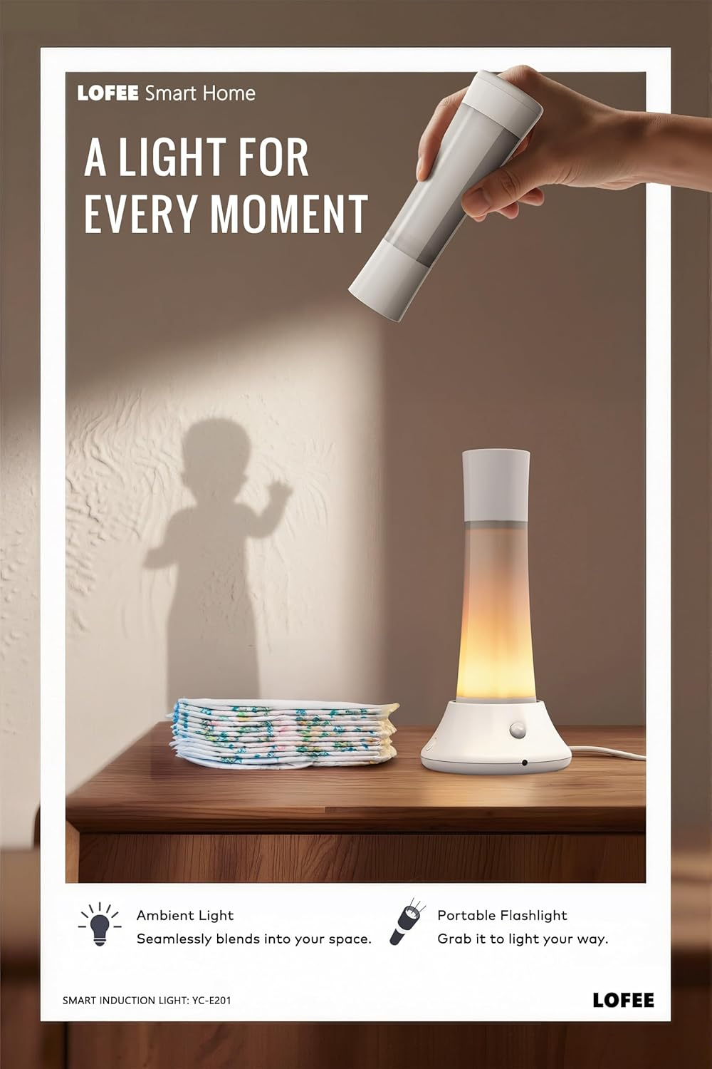 Rechargeable Smart Sensor Night Light with PIR Motion Detection &ndash; 1800Mah LED Bedside Lamp, Nursing & Reading Light, Dimmable Flashlight, Type-C Charging for Bedroom & Kids Room image number 1