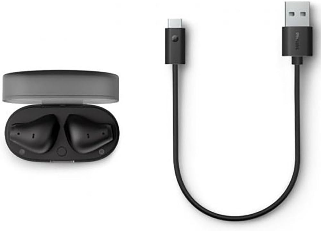 Philips TAT2139BK Wireless Bluetooth Earbuds - Small Earbuds, Great Value, Natural Sound with Dynamic Bass, Clear Calls and Pocket Size Charging Case - Black image number 1