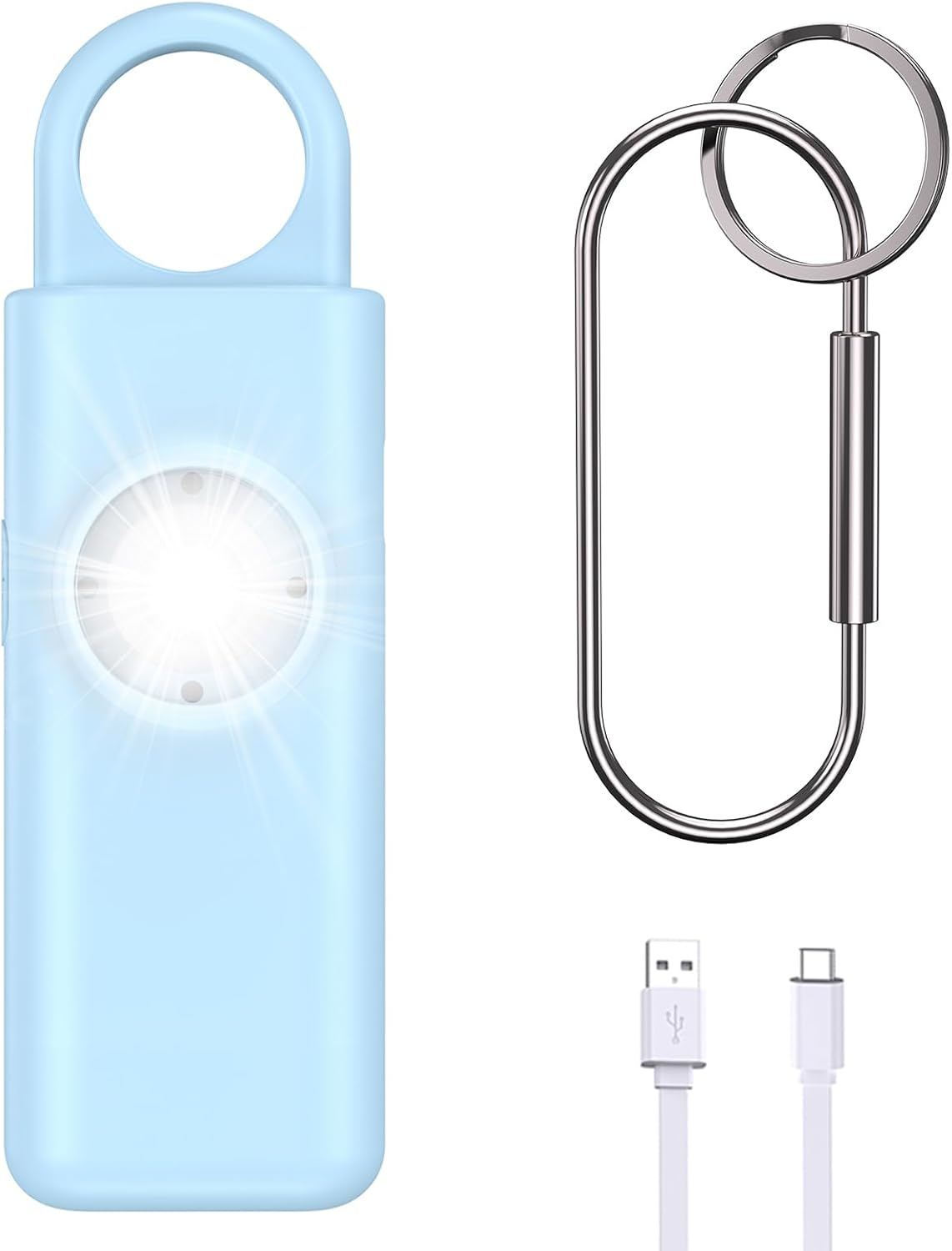 OQIMAX Personal Safety Alarm Keychain,130Db Loud Personal Alarm Police Approved with LED Flashlight, Rechargeable Small Personal Panic & Rape Alarm Keyring for Students, Girls, Kids