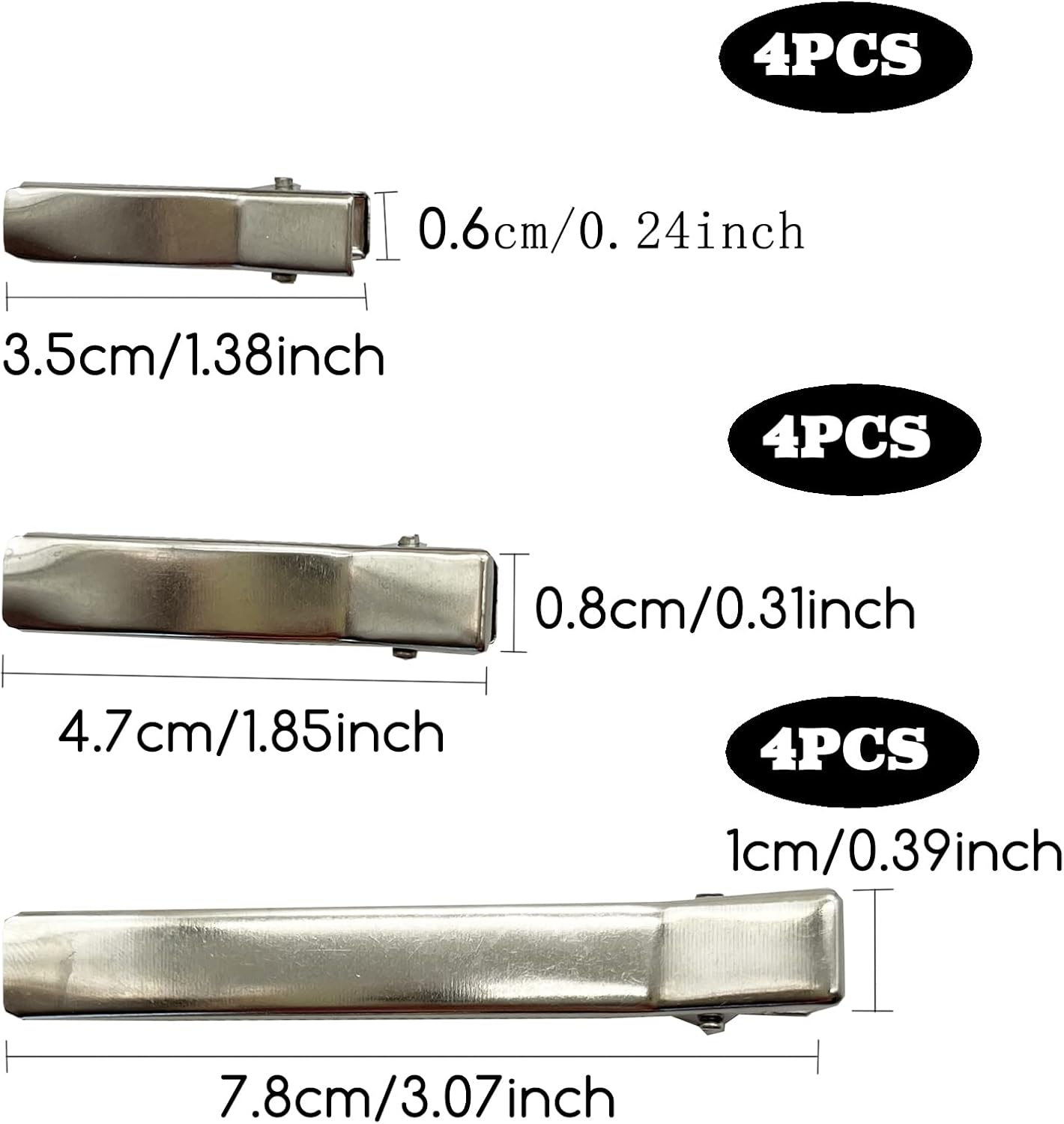 Metal Hair Clips for Curls 3 Size Double Prong Alligator Hair Pins Pin Curl Clips Section Clips for Hairdressing DIY Hair Pins (3.5 Cm, 4.7 Cm, 7.8 Cm) image number 6